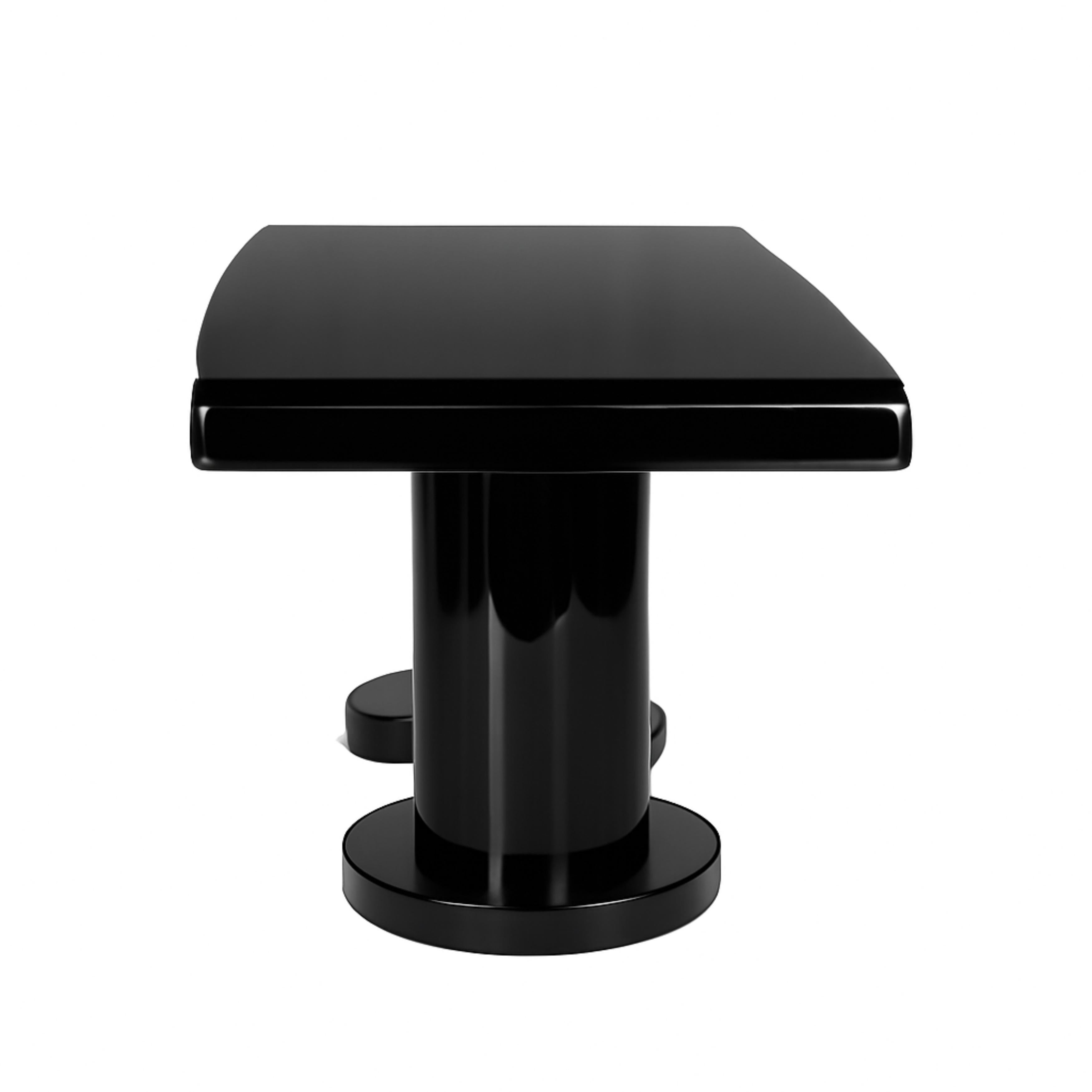 Mesa de Comedor Art Decó Nogal Laca Negra Metal en venta
