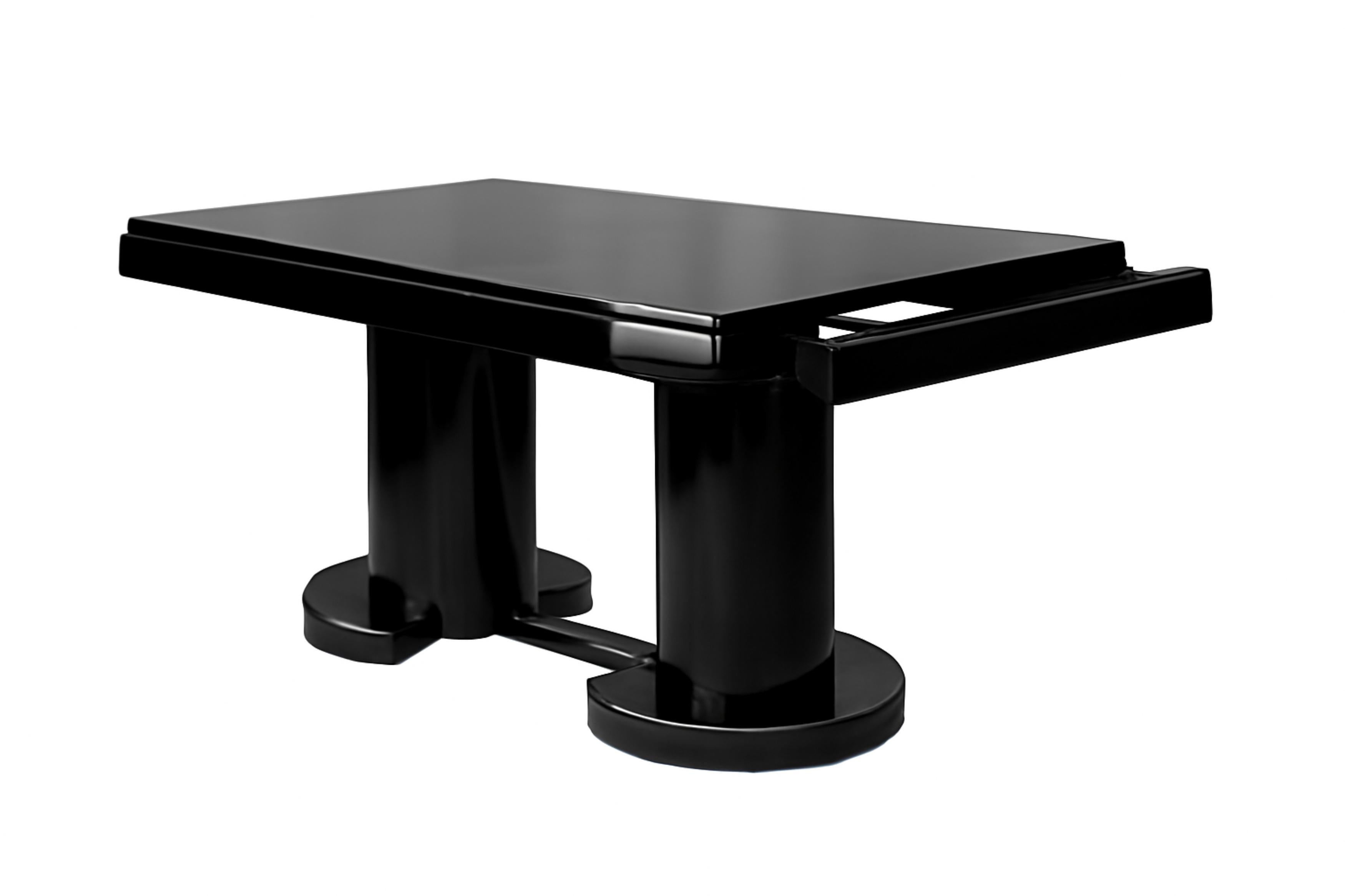 Mesa de Comedor Art Decó Nogal Laca Negra en venta 1