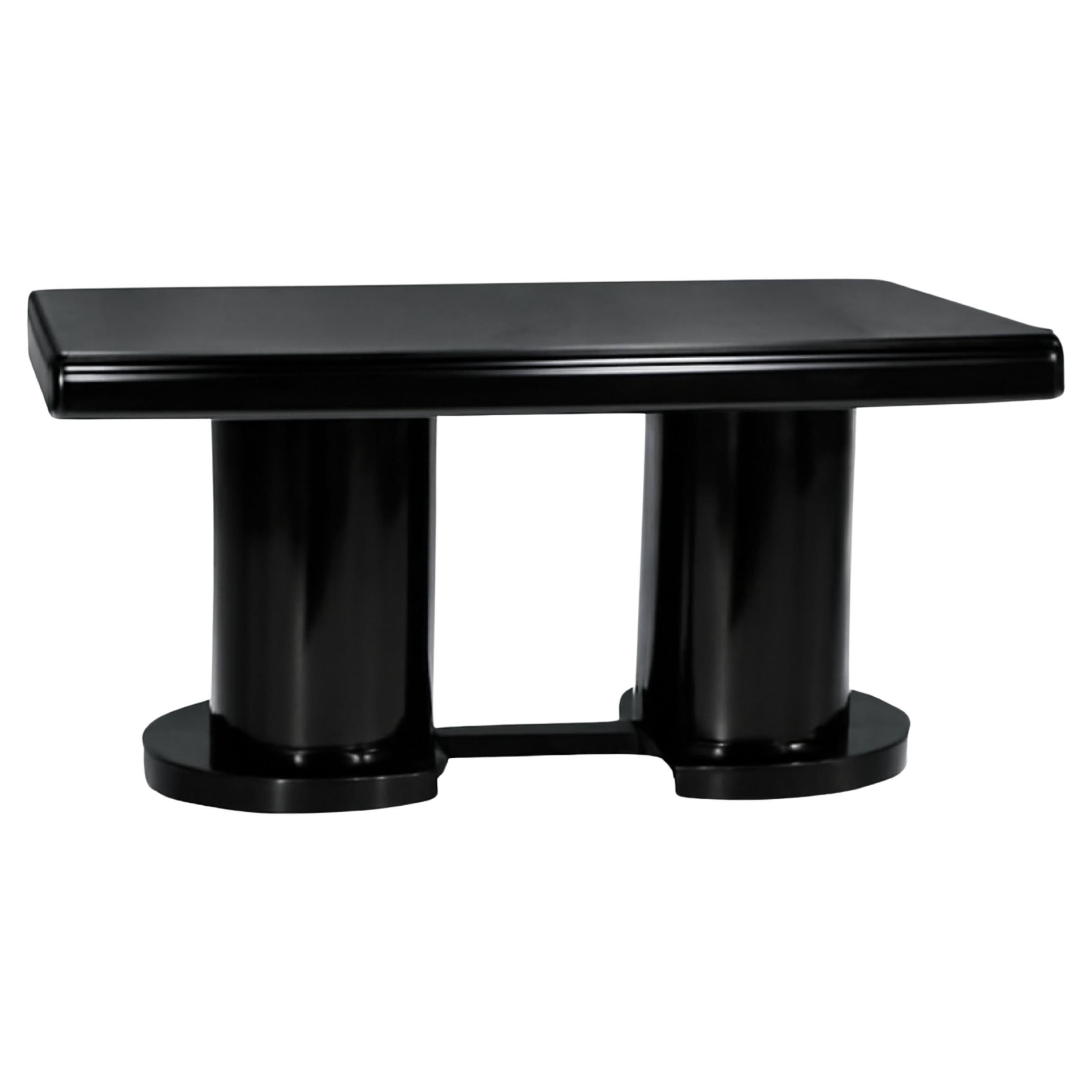 Art Deco Nussbaum Schwarz Lack Esstisch
