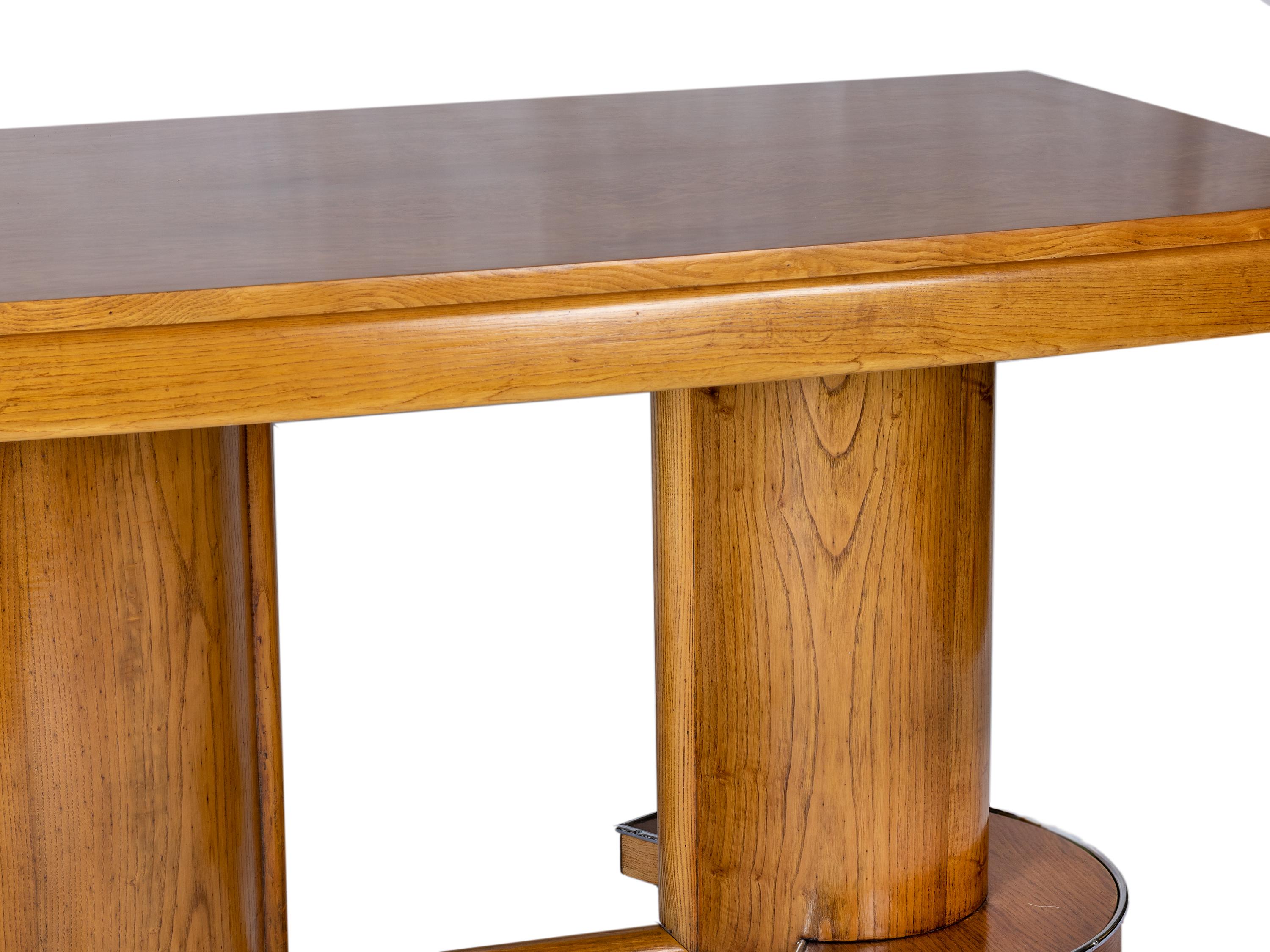Metal Art Deco Gaston Poisson Style Walnut Dining Table For Sale