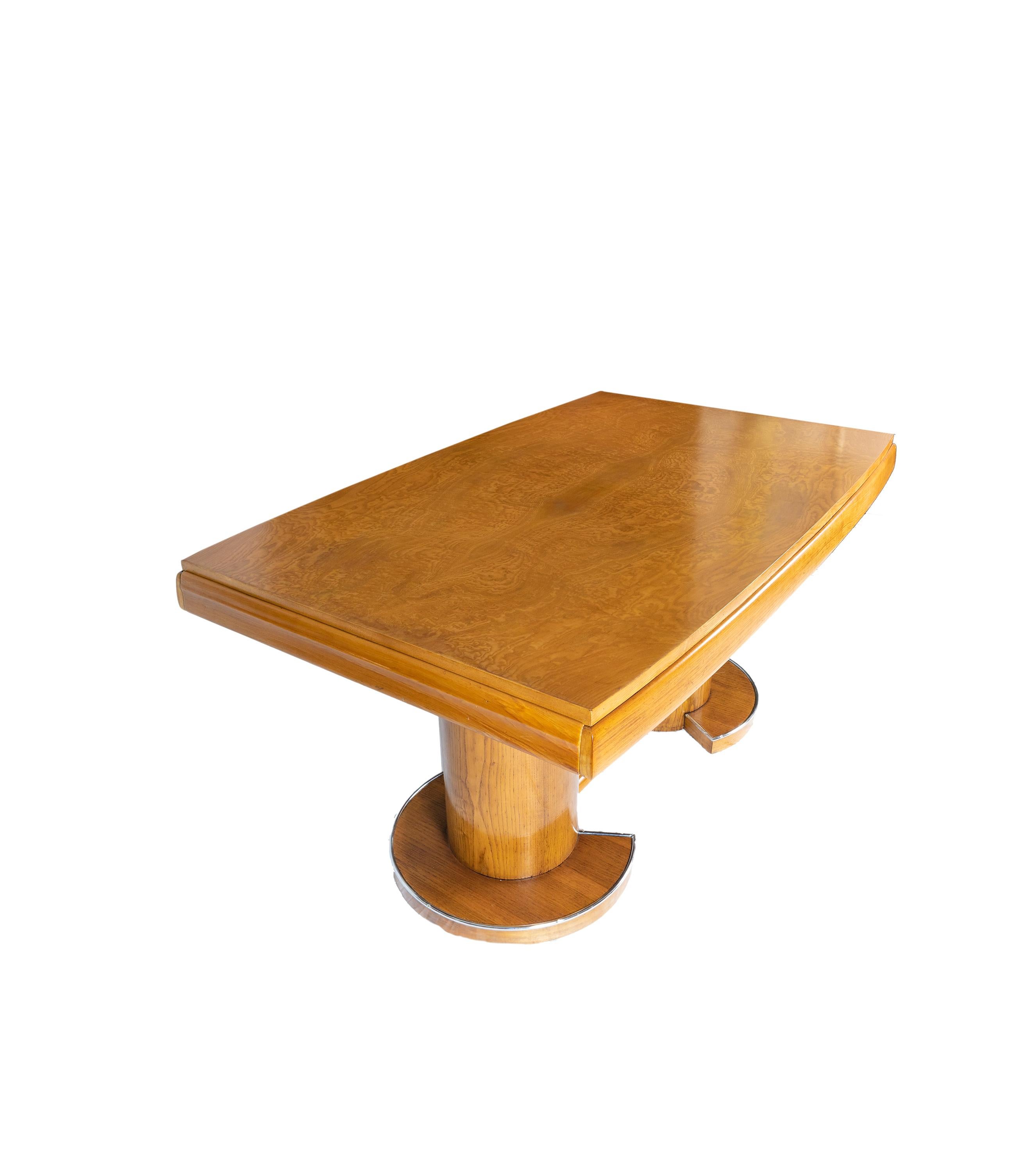 Art Deco Gaston Poisson Style Walnut Dining Table For Sale 2