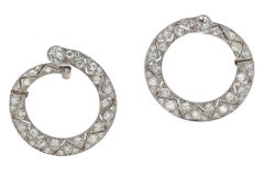 Art Deco Gatsby Era Diamond and Platinum Hoop Earrings