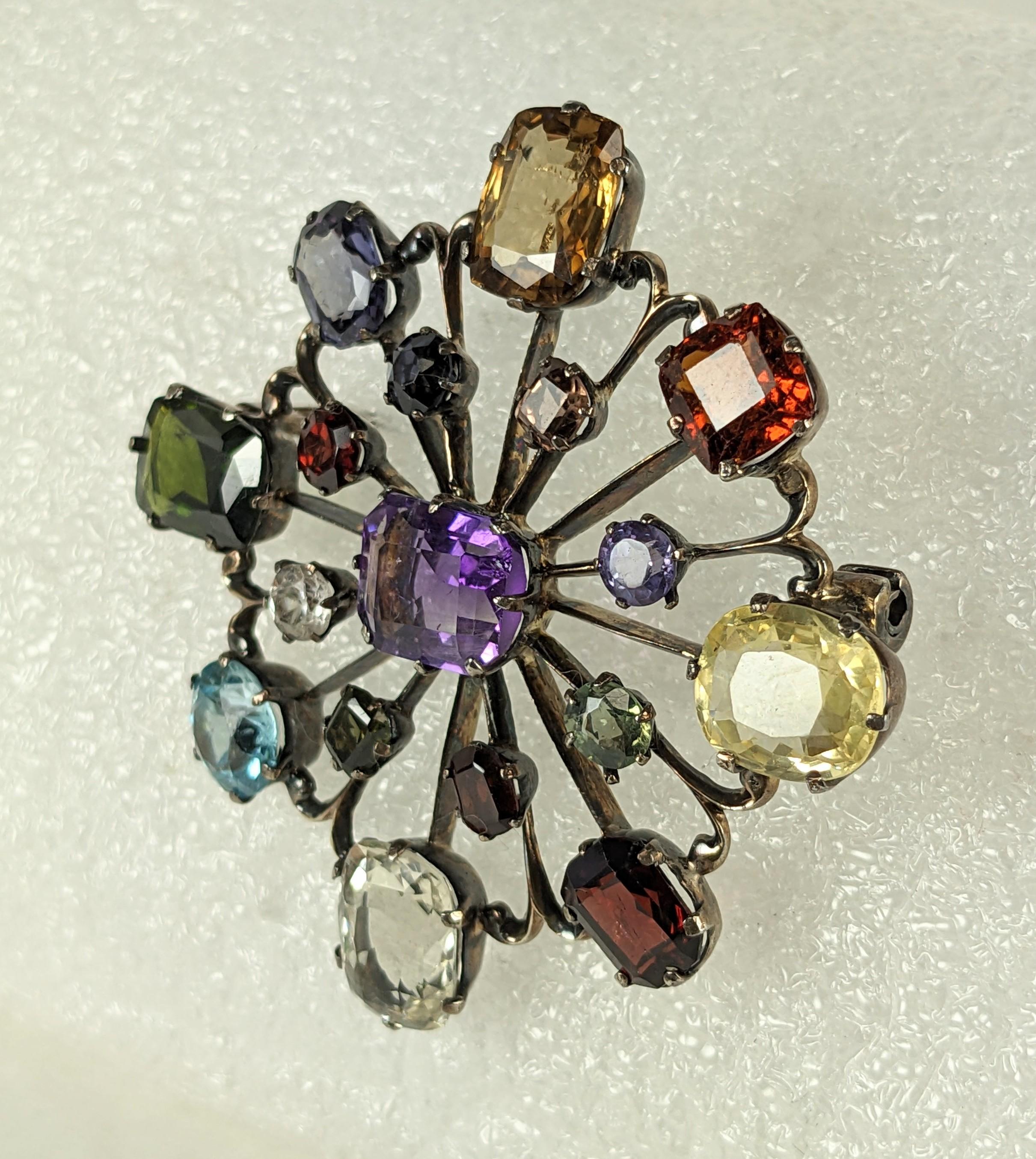 Art Deco Gem Stone Brooch In Excellent Condition For Sale In New York, NY