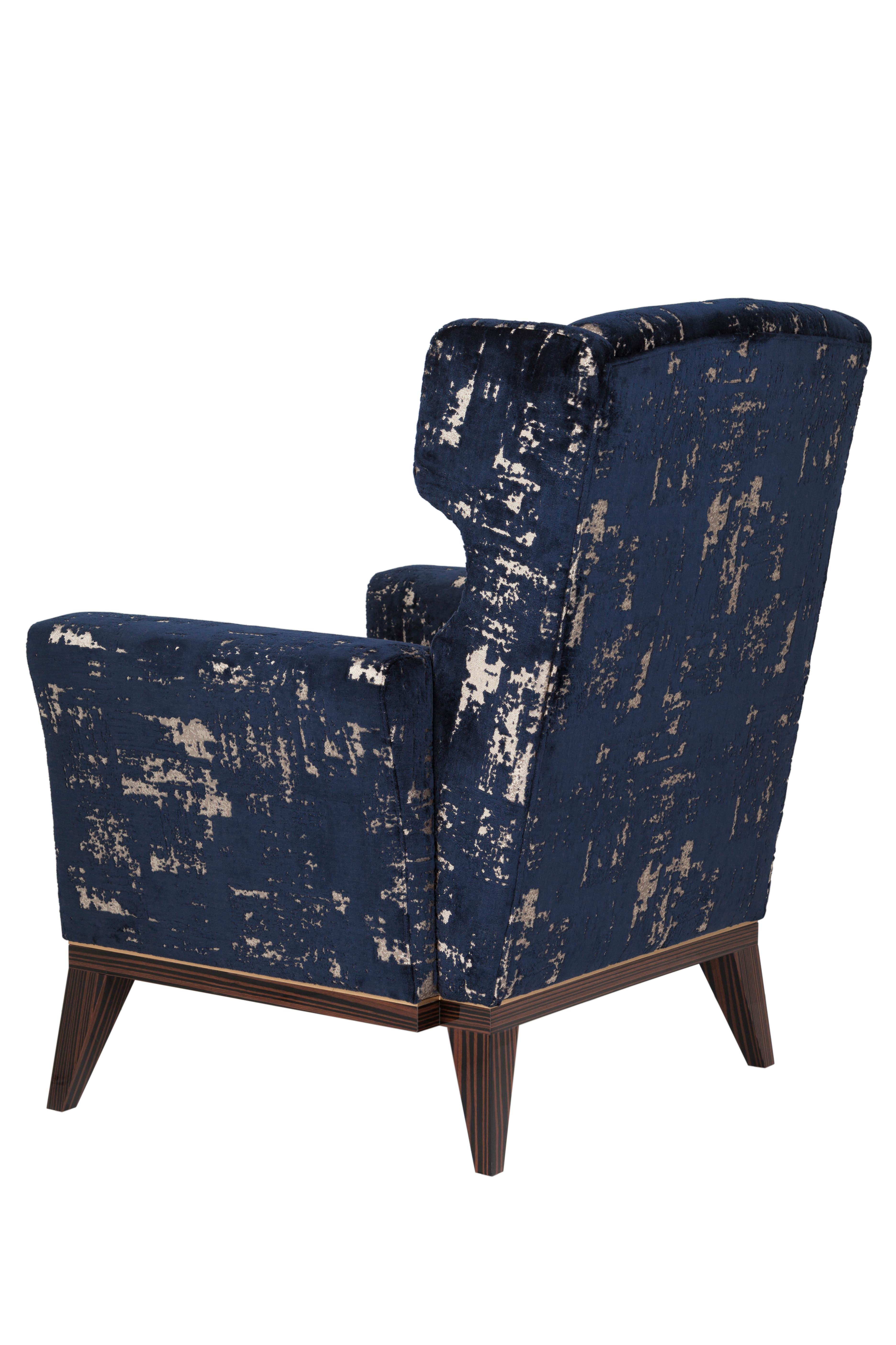 Hand-Crafted Art Deco Genebra Armchair in the Style of 1930's Handmade Portugal Greenapple For Sale