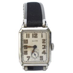 Retro Art Deco Gentleman's 14k White Gold Wrist Watch, c1930