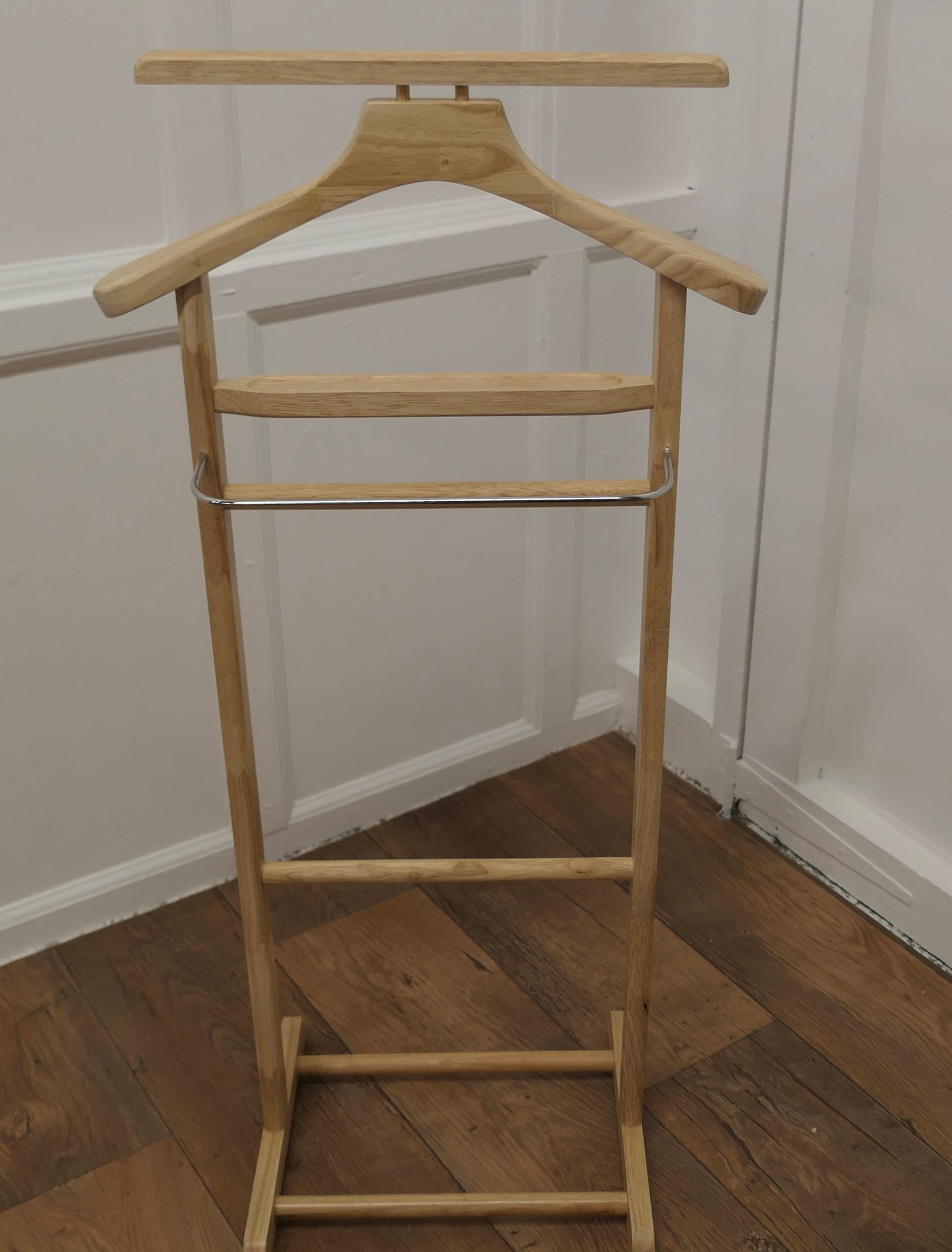 Art Deco Gentleman’s Floor Standing Blonde Beech Suit Hanger 

 A very useful piece, the hanger or clothes stand is made in beech, it will accommodate jacket and trousers, but it would do just as well for your jeans and a jacket overnight or would