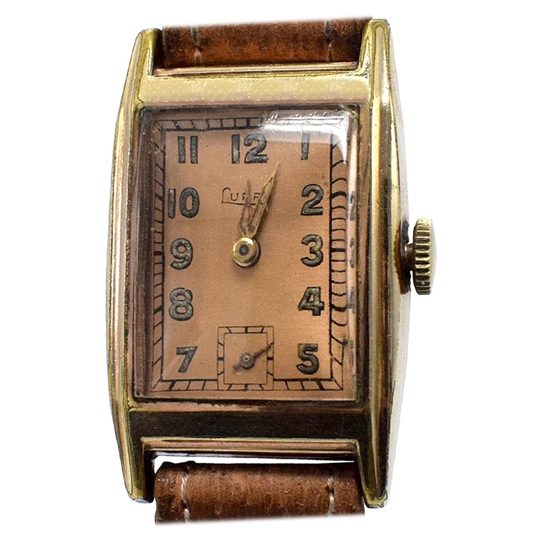 Deutsche Art-déco-Gentleman-Armbanduhr von Lupro, ca. 1940er Jahre
