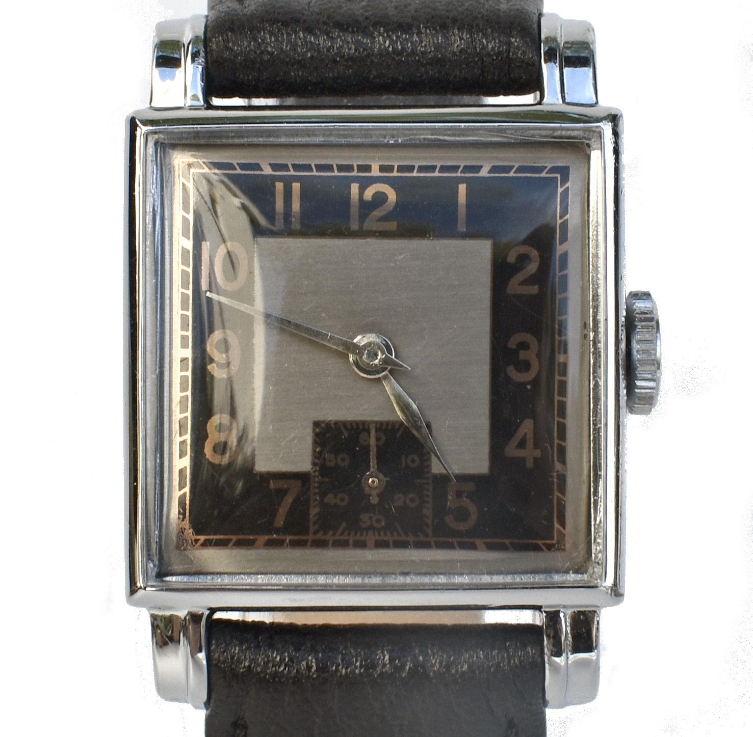 Montre-bracelet manuelle d'homme Art Deco, récemment révisée, Circa 1935 en vente 4