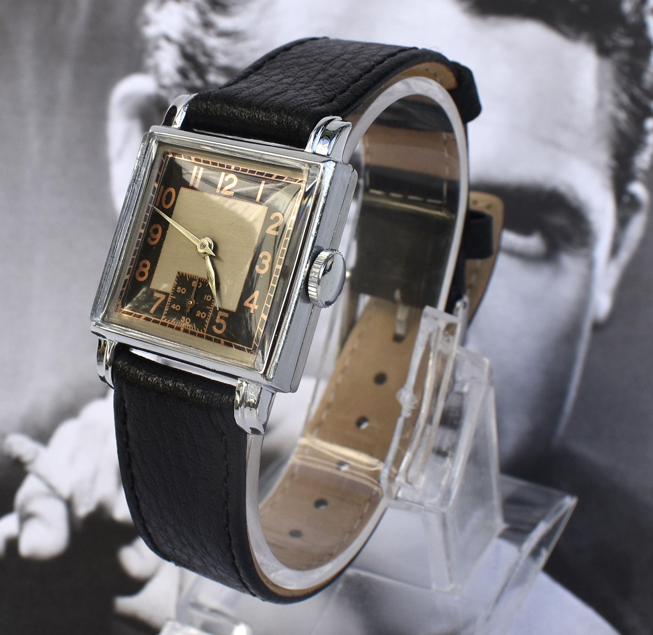 Art Deco Gentleman's Manual Wristwatch, Recently Serviced, Circa 1935 For Sale 5