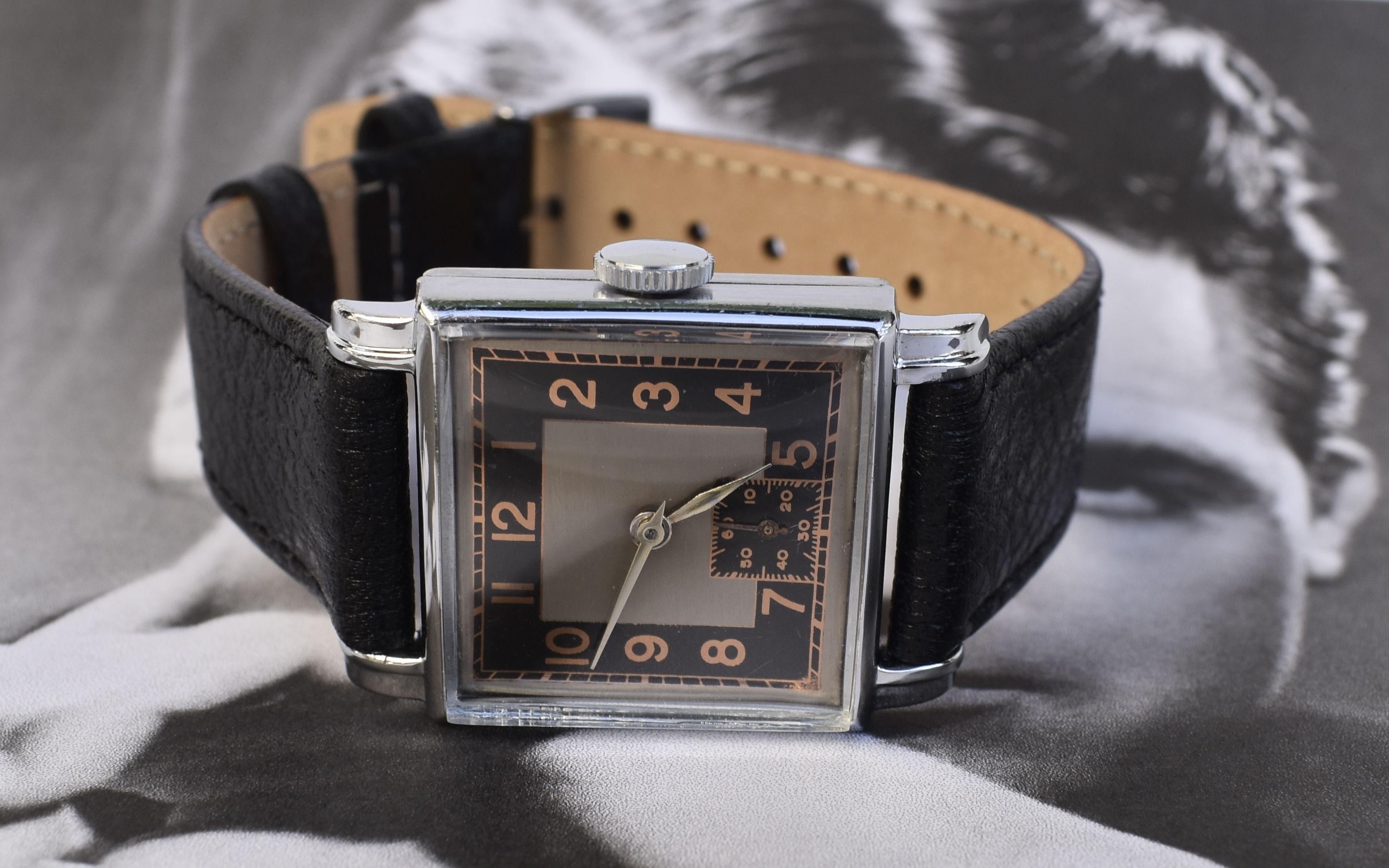 Art Deco Gentleman's Manual Wristwatch, Recently Serviced, Circa 1935 In Good Condition For Sale In Westward ho, GB