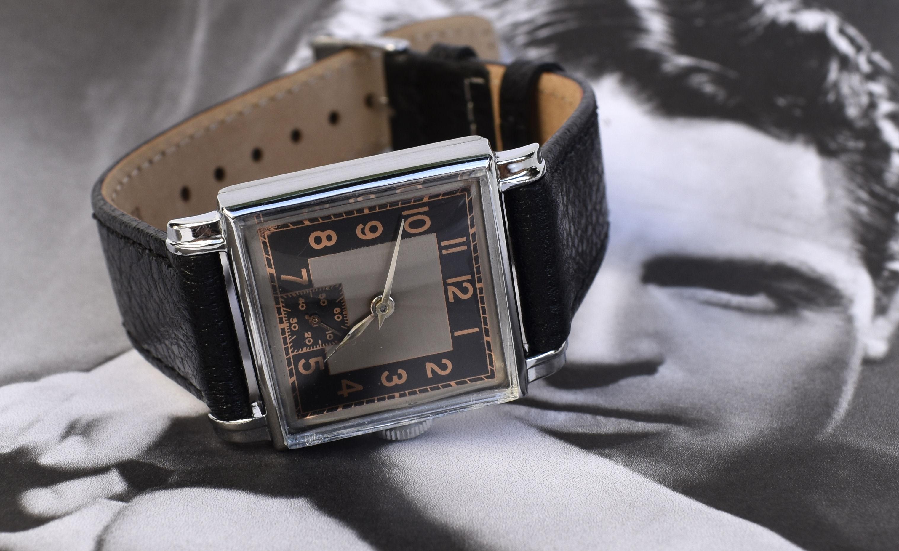 Montre-bracelet manuelle d'homme Art Deco, récemment révisée, Circa 1935 en vente 1