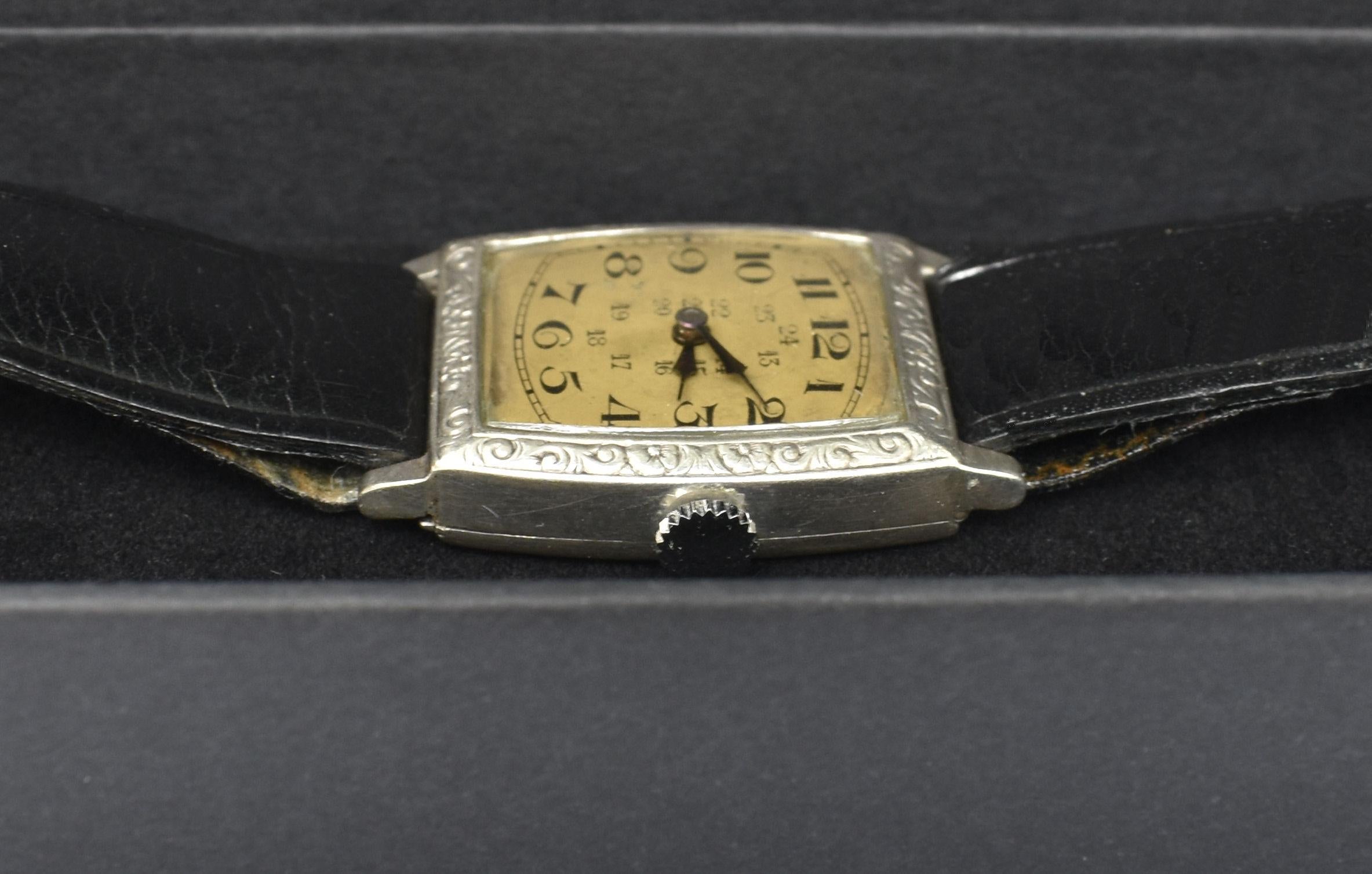 Art Deco Gentleman's Silver Manual Wristwatch, c1930, Fully Serviced In Good Condition In Westward ho, GB