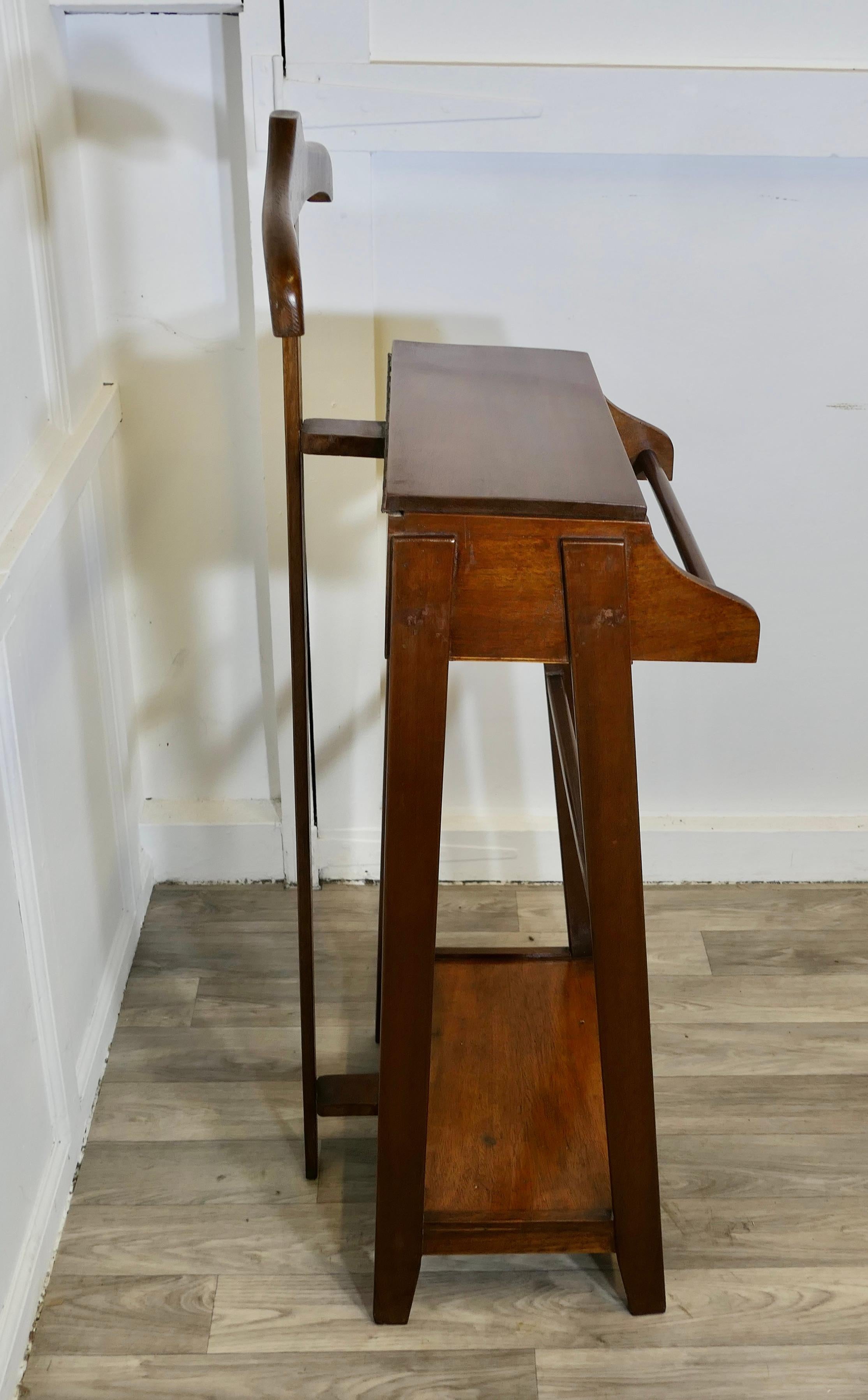 Walnut Art Deco Gentleman’s Suit Hanger or Dumb Butler, the Versatile Valet