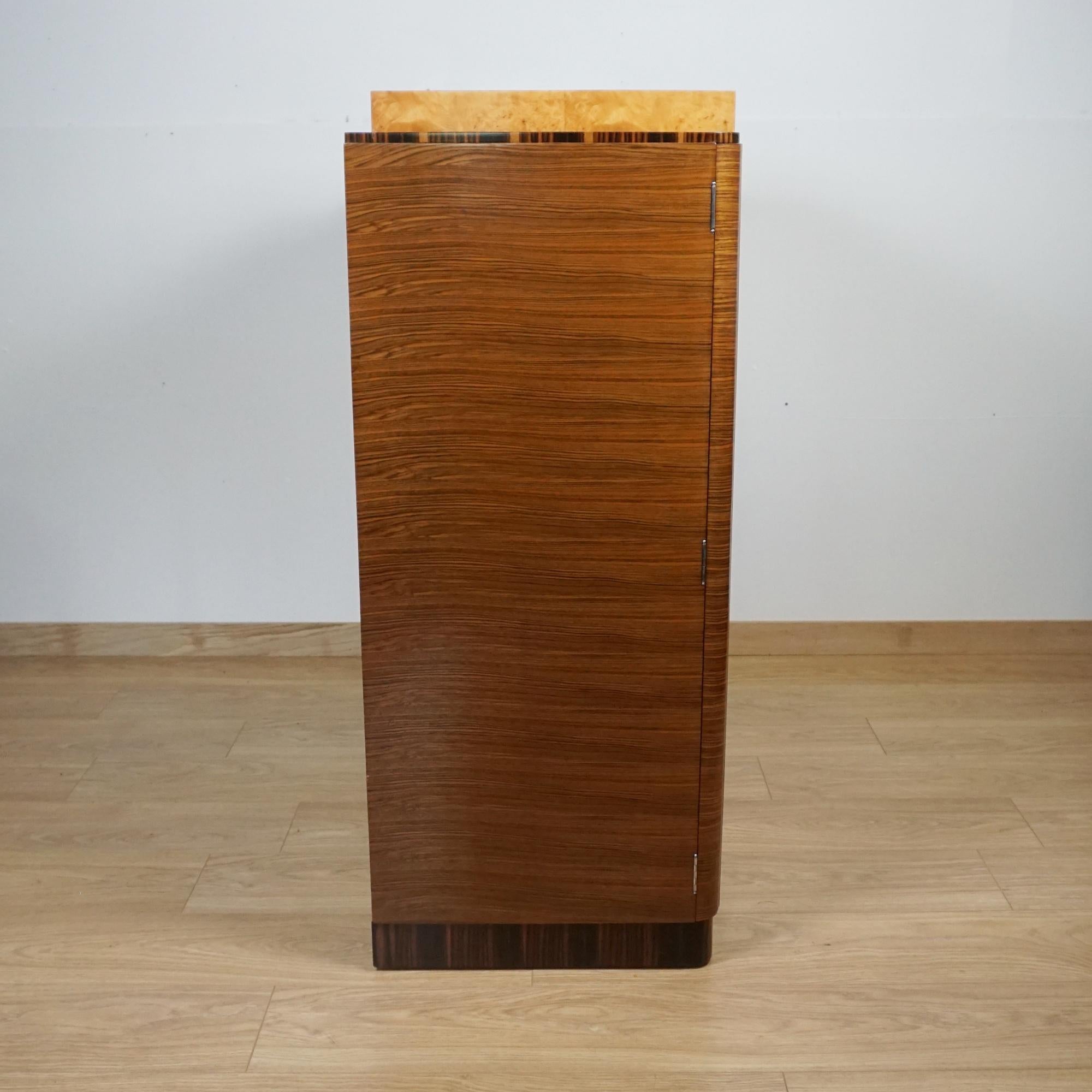 Art Deco Gentleman's Wardrobe. Burr Walnut and For Sale 6