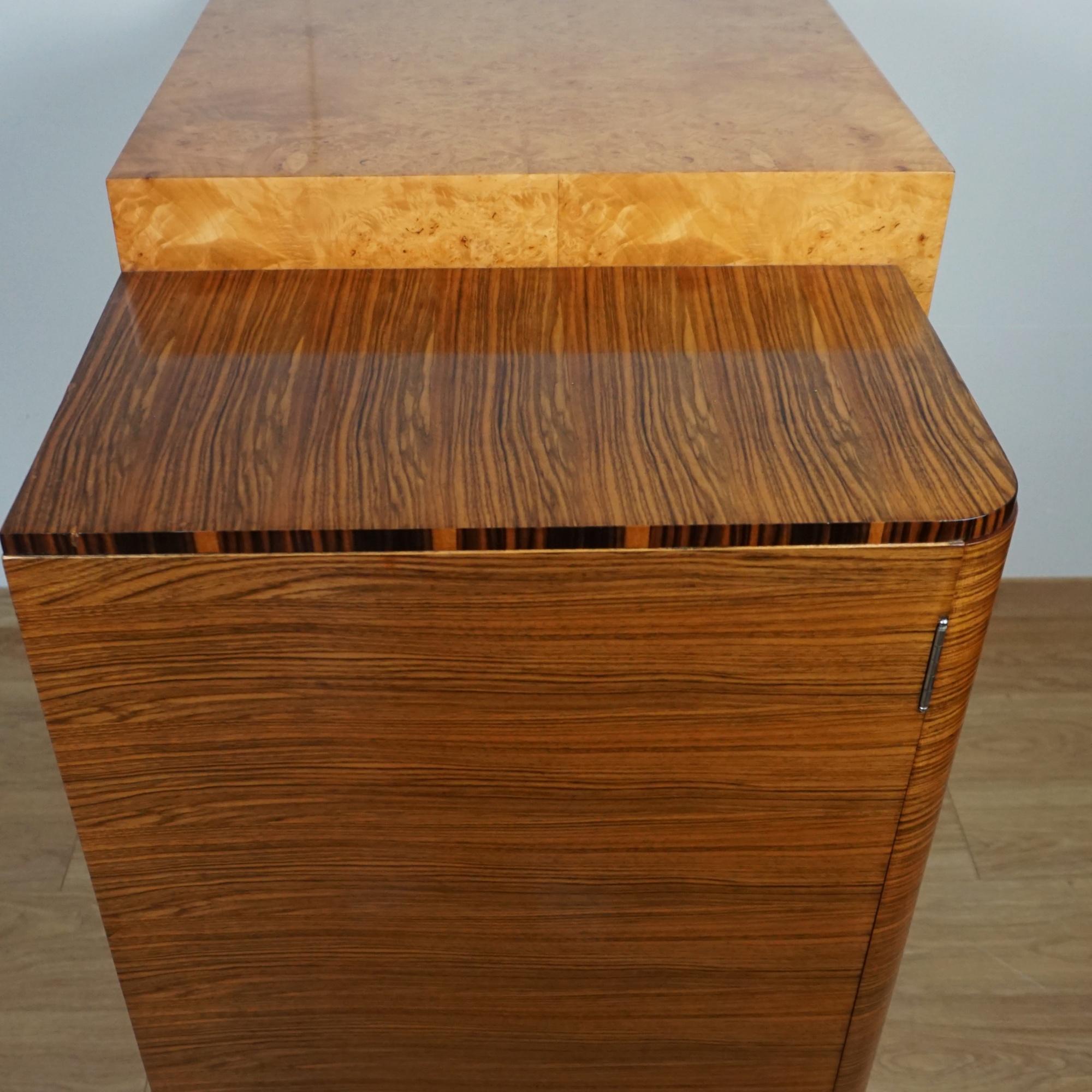 Art Deco Gentleman's Wardrobe. Burr Walnut and For Sale 7