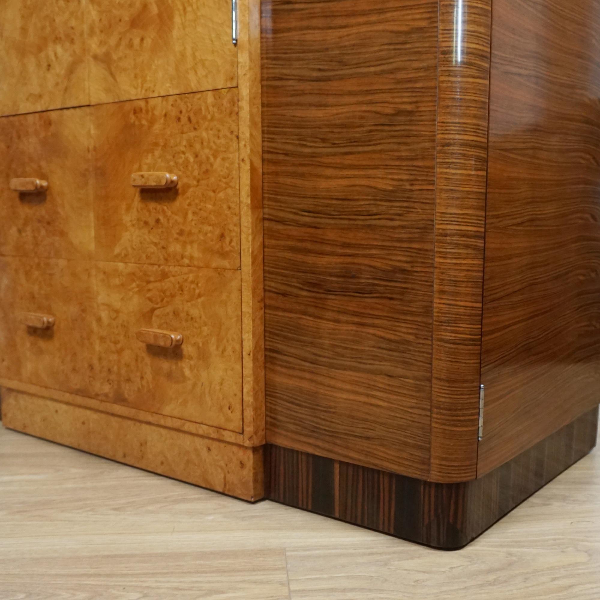 Art Deco Gentleman's Wardrobe. Burr Walnut and In Excellent Condition For Sale In Forest Row, East Sussex