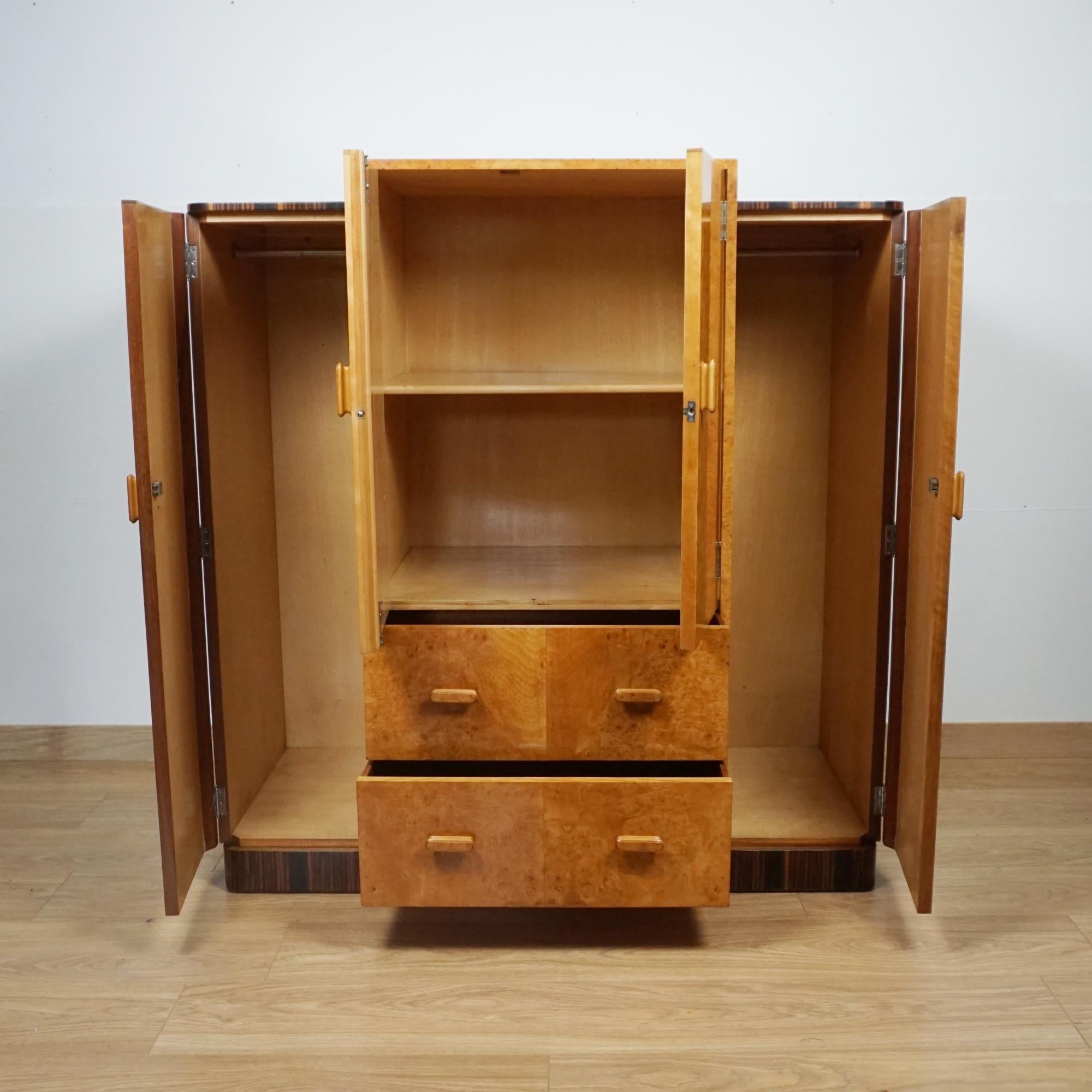 Art Deco Gentleman's Wardrobe. Burr Walnut and For Sale 1