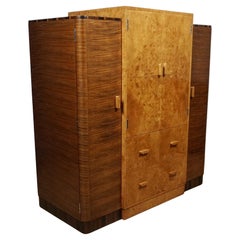 Art Deco Gentleman's Wardrobe. Burr Walnut and