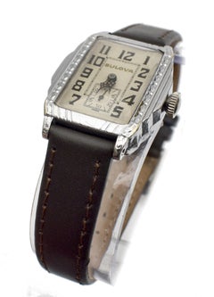 Art Deco Gentleman's White Gold Watch by Bulova, C1929, Serviced