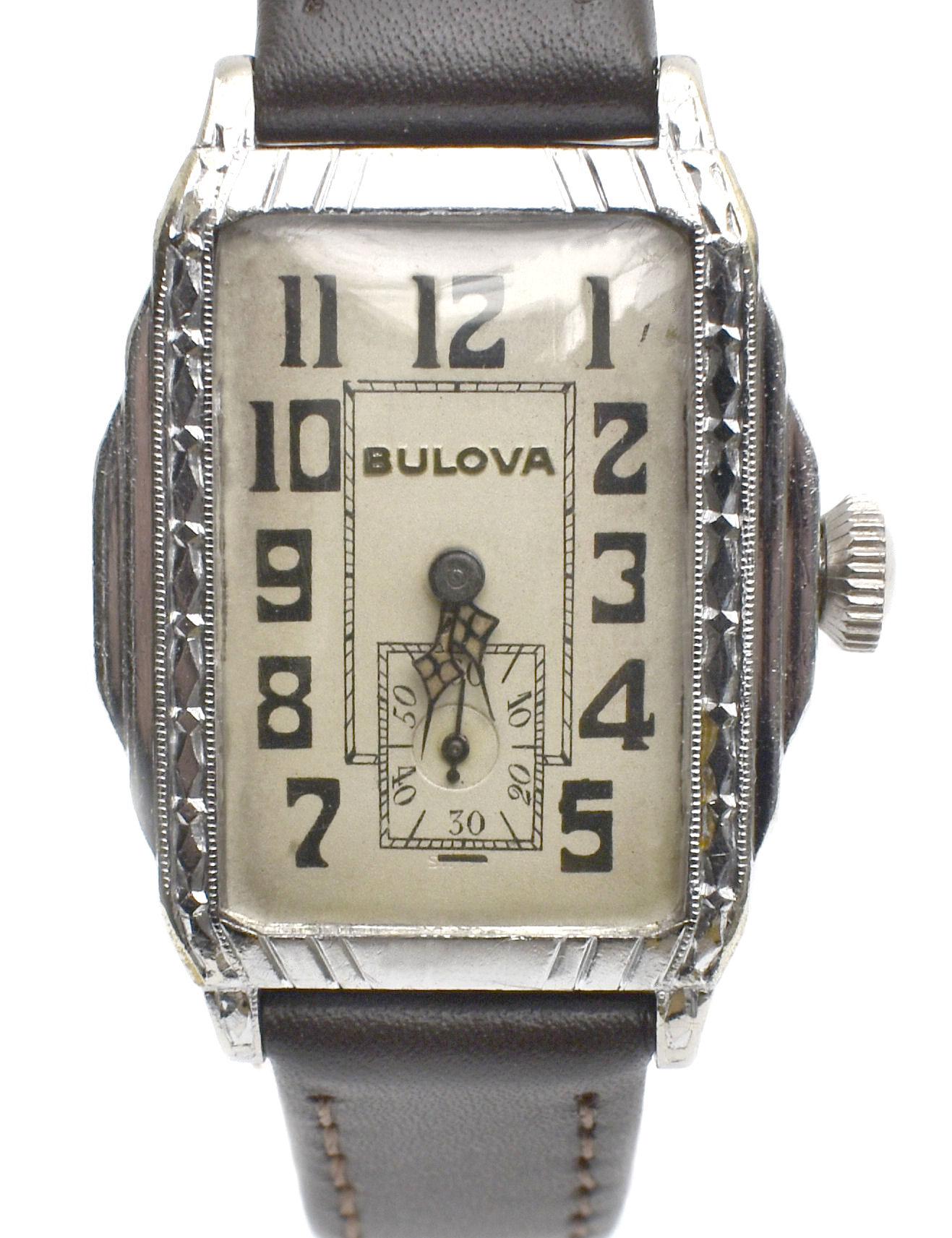 Art Deco Gentleman's White Gold Watch by Bulova, C1929, Serviced 2