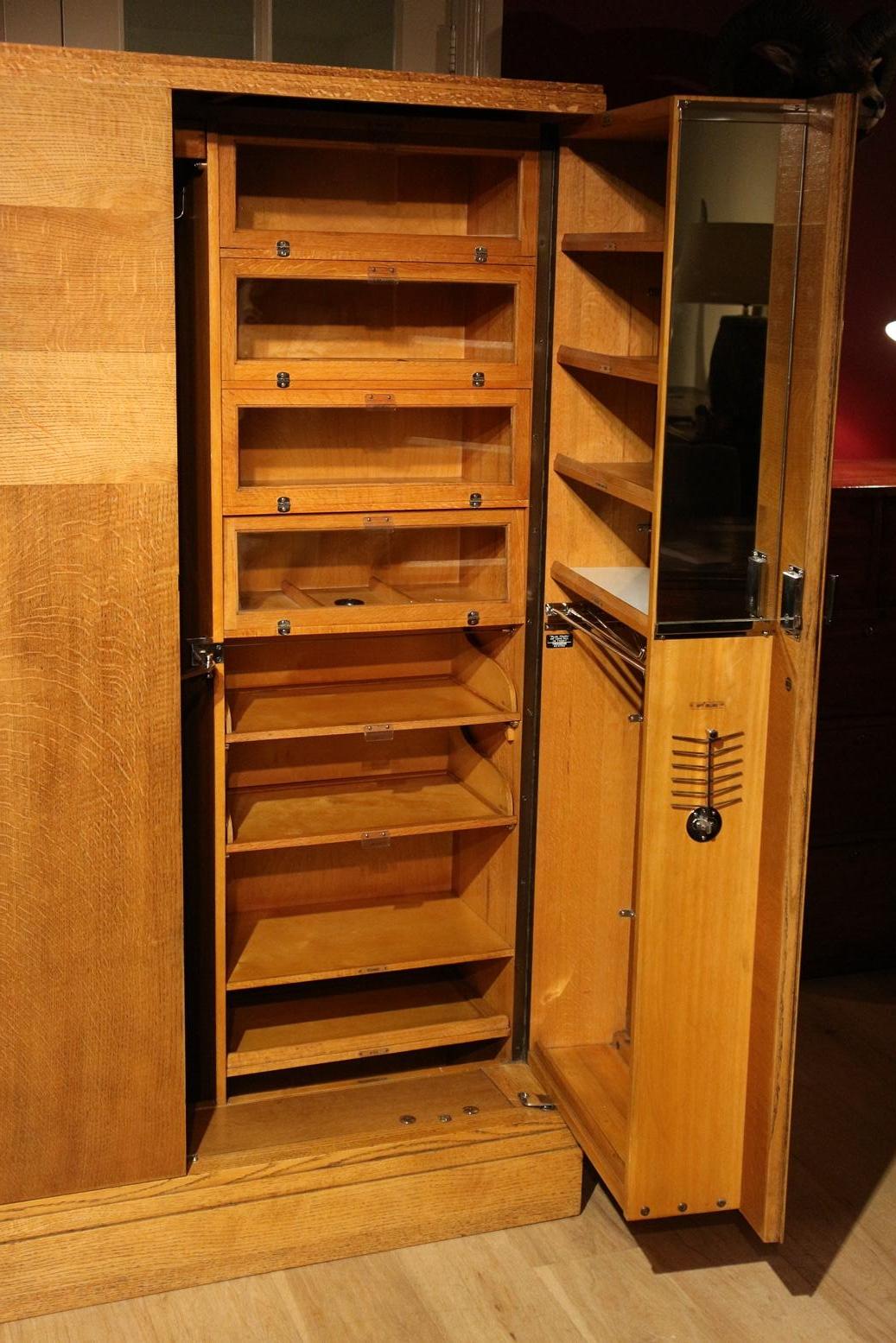 European Art Deco Gentlemen Oak Compactom Wardrobe