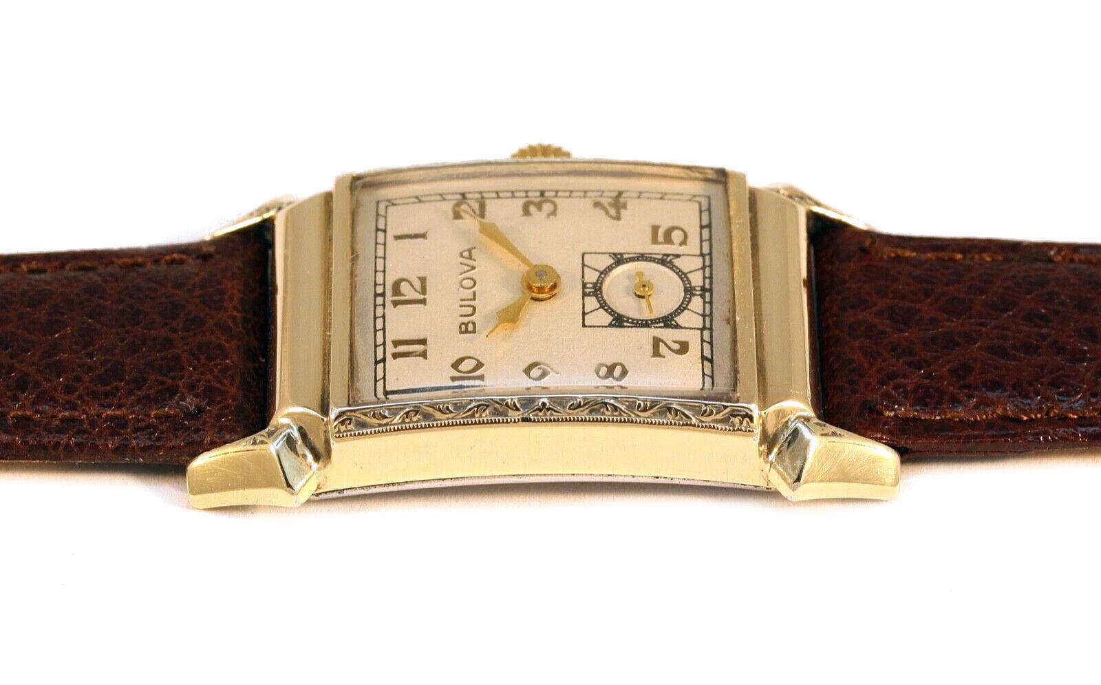 Men's Art Deco Gents 10 K Rolled Gold Watch WW2, c1943, Just Serviced, Great Condition