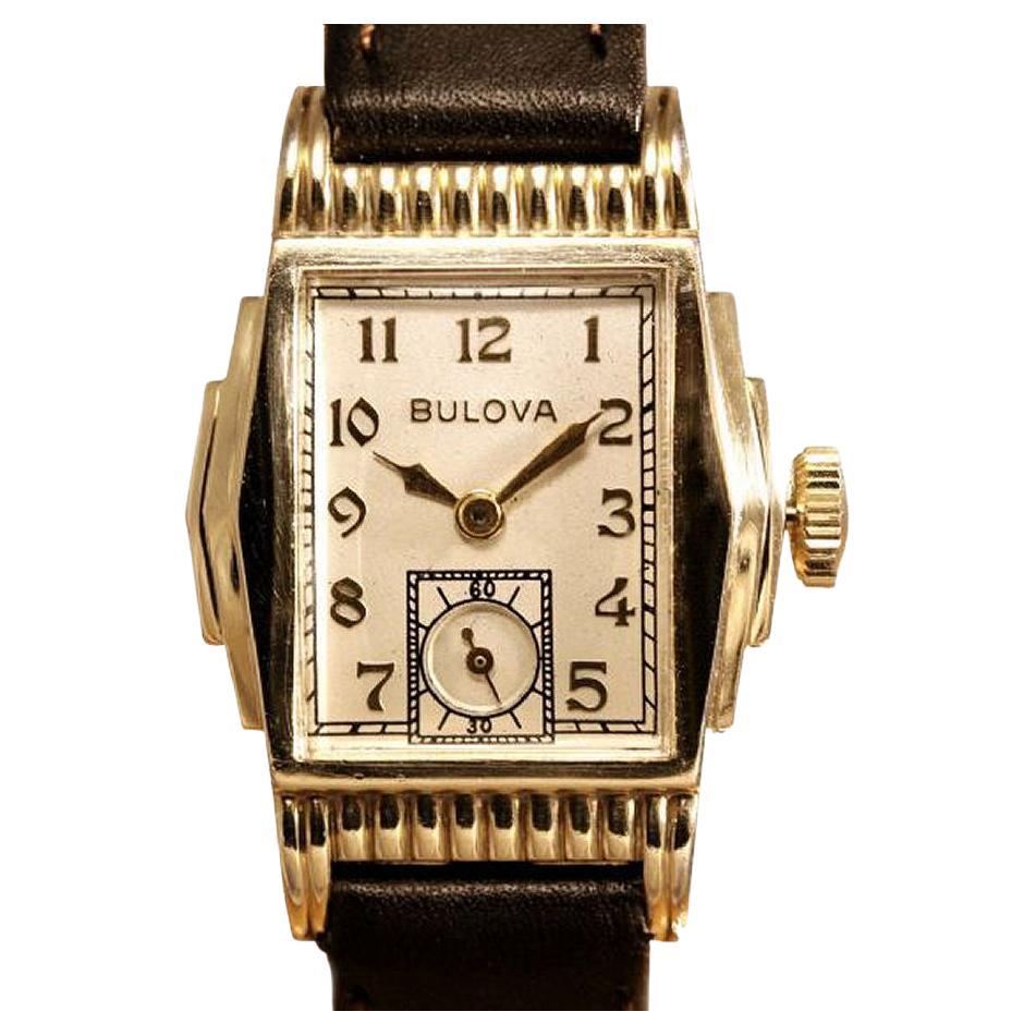 Art Deco Gents 10k Gold Filled Bulova Wrist Watch, c1941, Fully Serviced