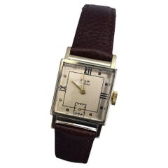 Art Deco Gents 10k Gold Filled Watch by Elgin, Fully Serviced, c1946