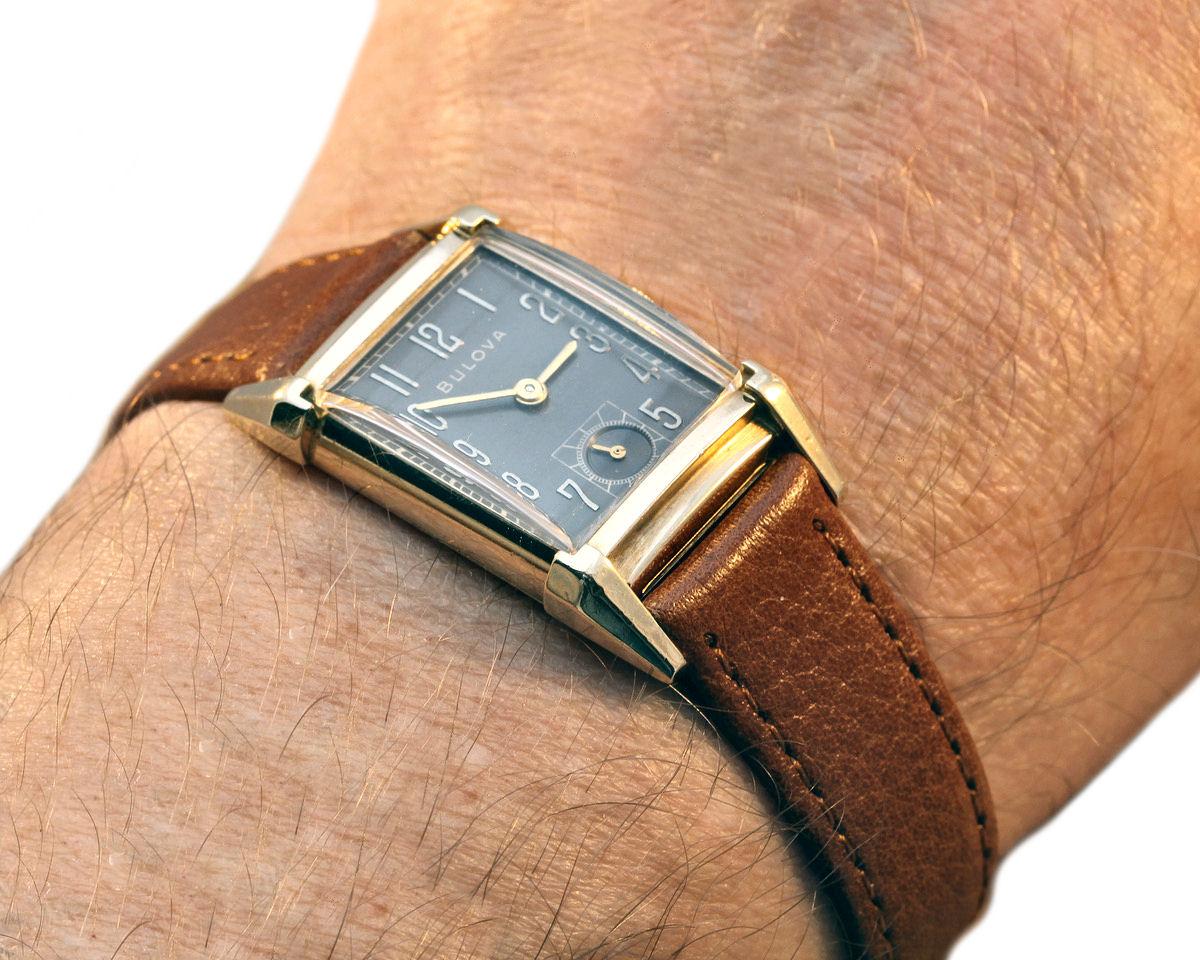 Art Deco Gents 10k Gold Filled Wrist Watch, Fully Serviced, by Bulova, C1947 6