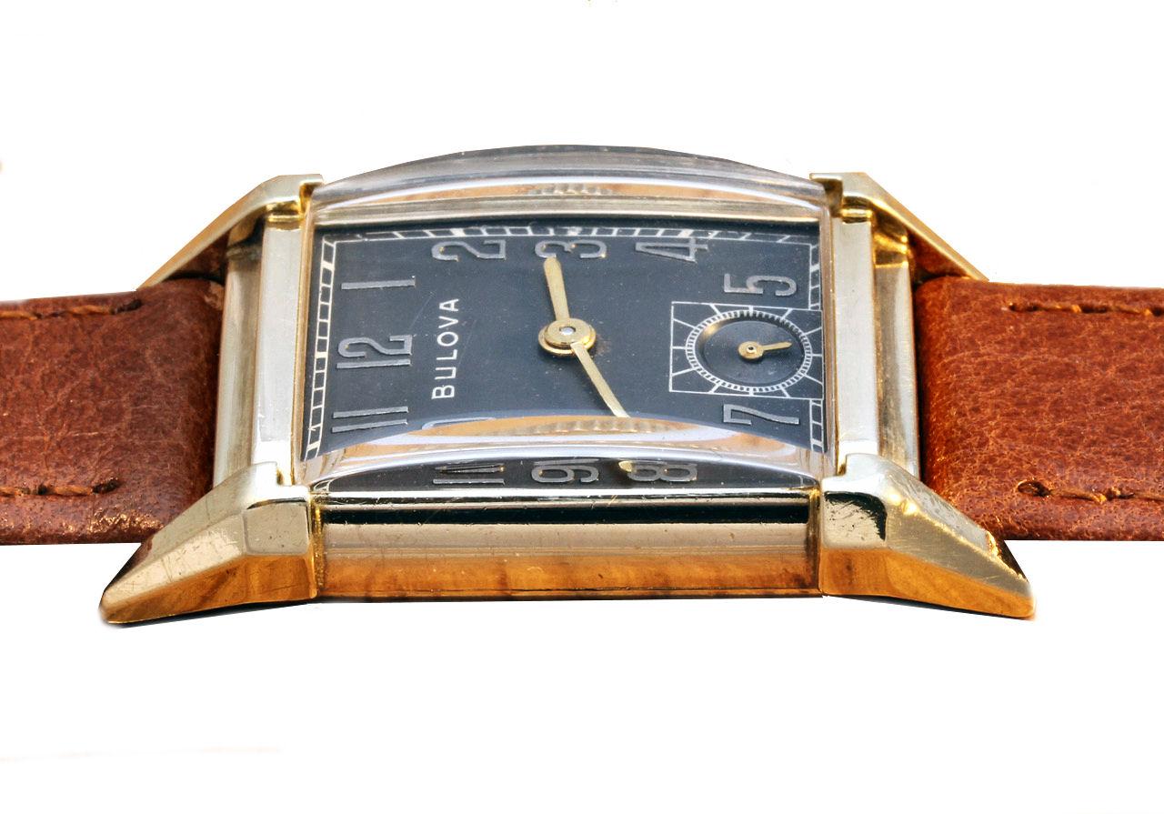 Women's or Men's Art Deco Gents 10k Gold Filled Wrist Watch, Fully Serviced, by Bulova, C1947