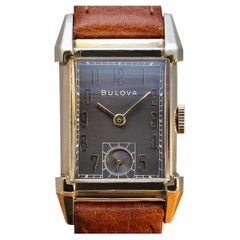 Art Deco Gents 10k Gold Filled Wrist Watch, Fully Serviced, by Bulova, C1947
