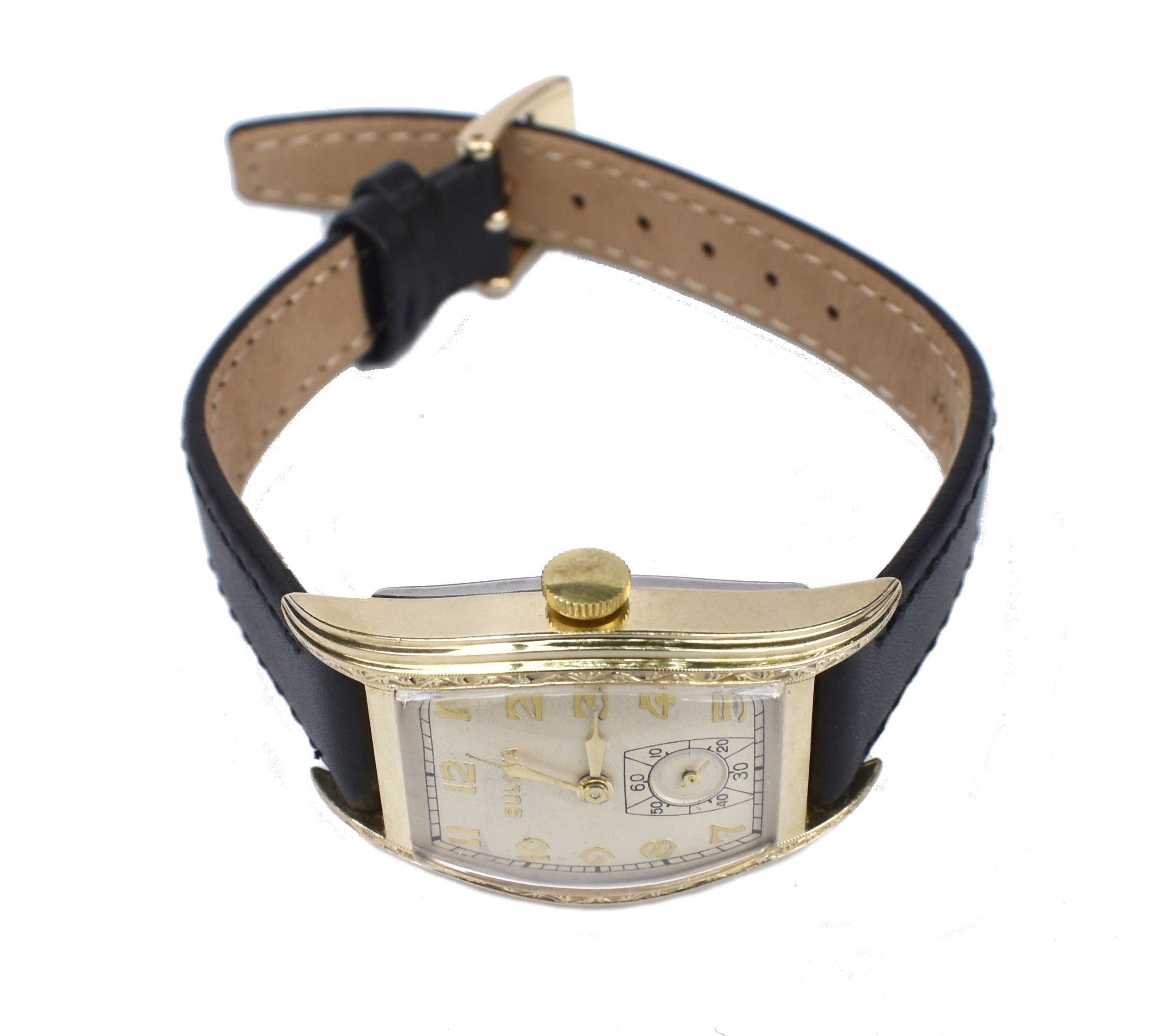Art Deco Gents 10k Rolled Gold Bulova Watch, c1939, Newly Serviced 3