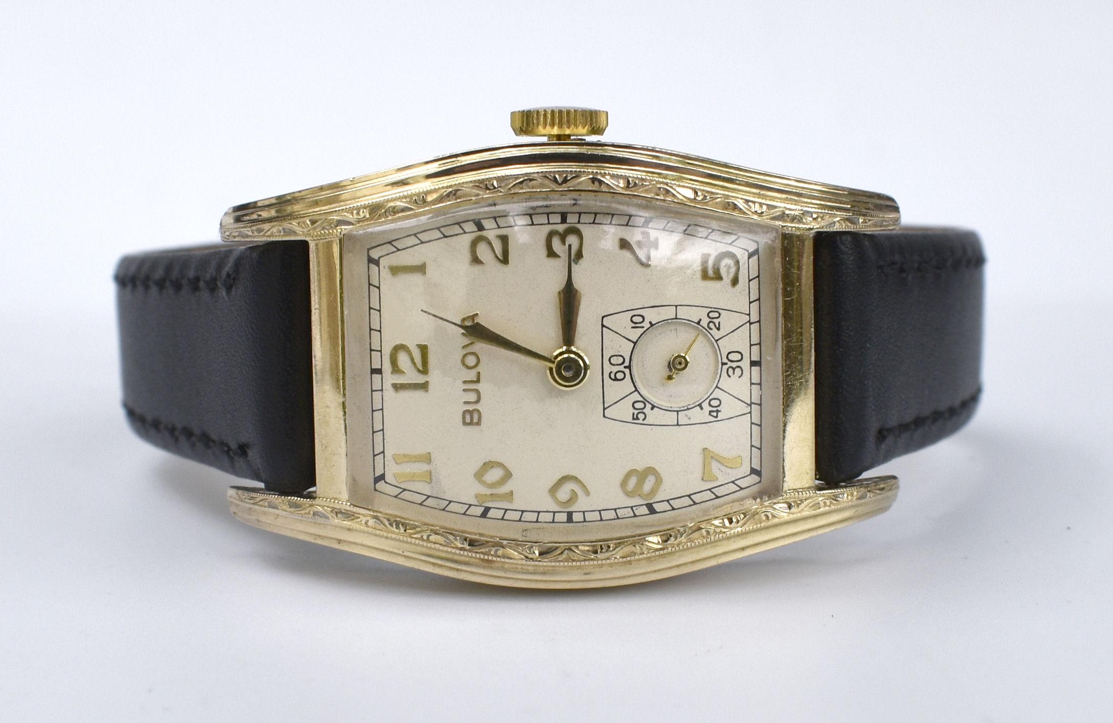 Art Deco Gents 10k Rolled Gold Bulova Watch, c1939, Newly Serviced 4