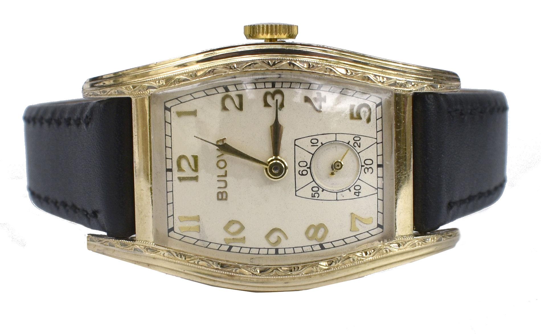 Art Deco Gents 10k Rolled Gold Bulova Watch, c1939, Newly Serviced 5