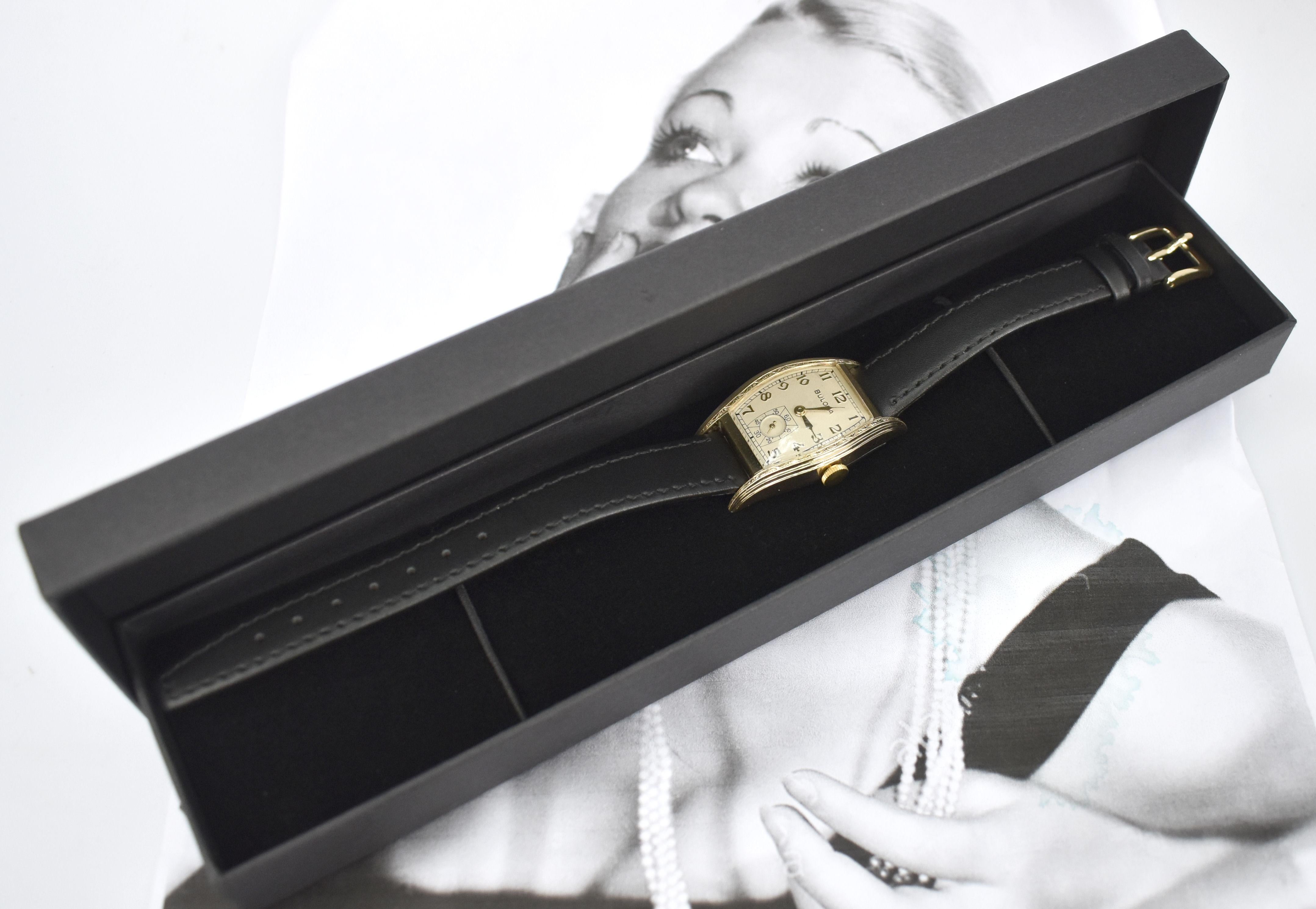 Art Deco Herren-Bulova-Uhr aus gerolltem Gold mit 10 Karat Rollen, ca. 1939, neu gewartet 8
