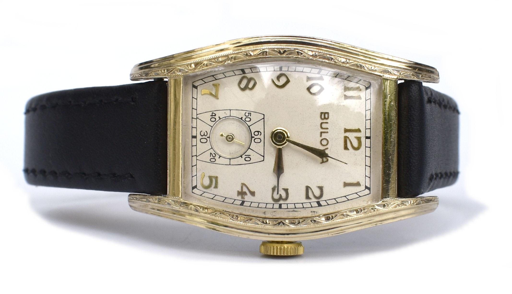 Men's Art Deco Gents 10k Rolled Gold Bulova Watch, c1939, Newly Serviced