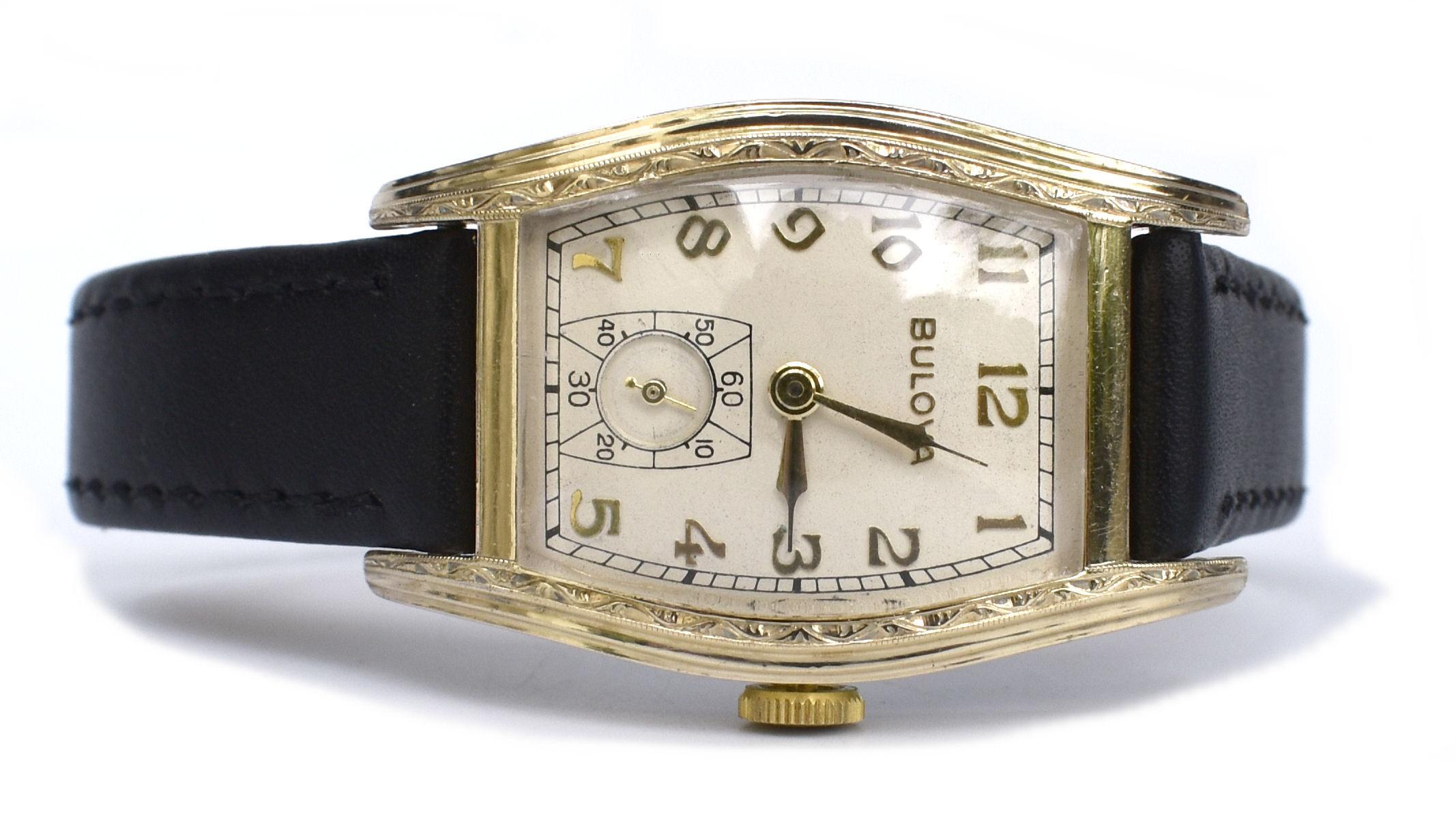 Art Deco Herren-Bulova-Uhr aus gerolltem Gold mit 10 Karat Rollen, ca. 1939, neu gewartet 2