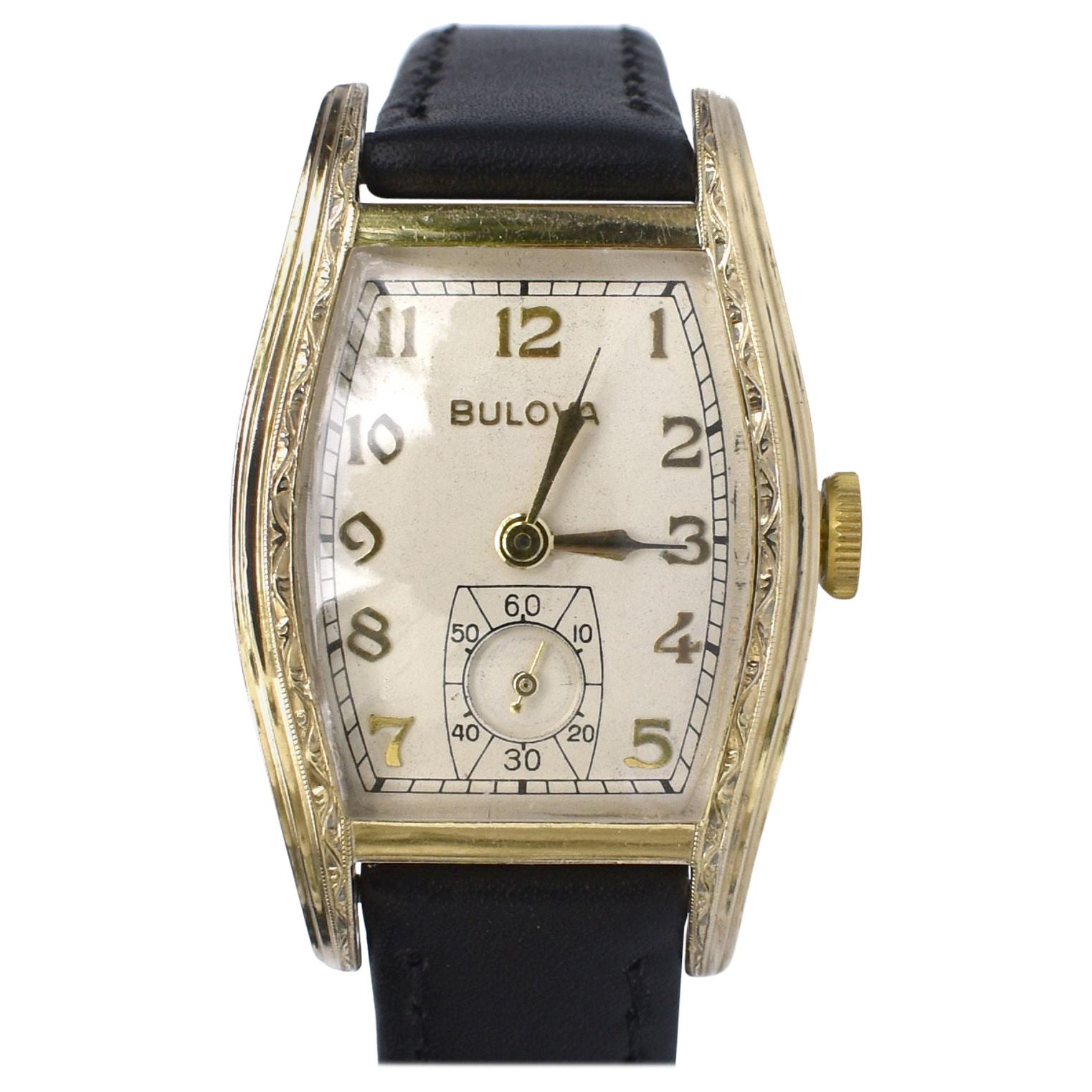 Art Deco Gents 10k Rolled Gold Bulova Watch, c1939, Newly Serviced