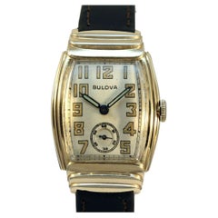 Art Deco Gents 10k Rolled Gold Watch by Bulova, Serviced, circa 1942