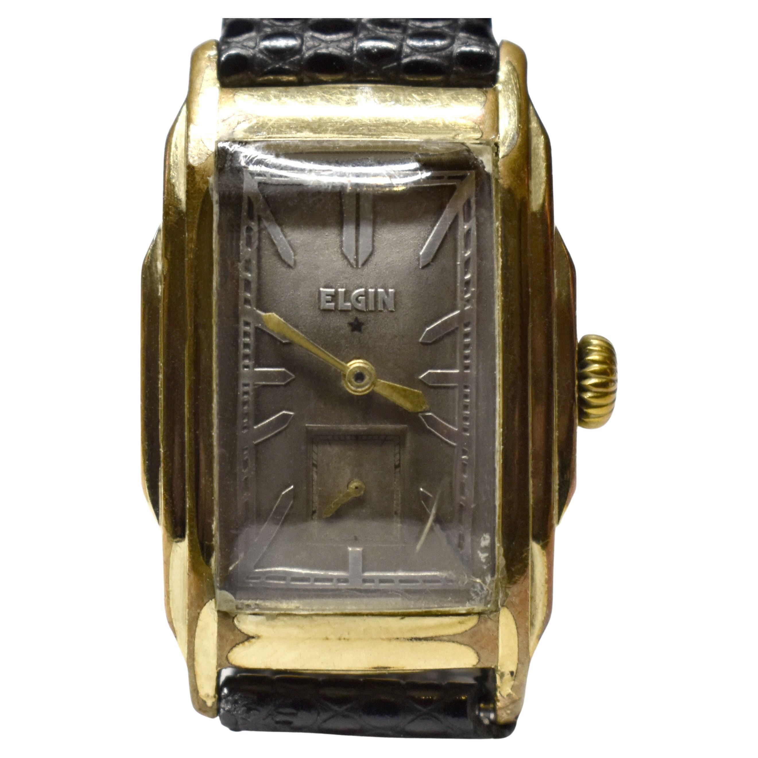 Art Deco Gents 14k Gold Filled Watch by Elgin, 1934