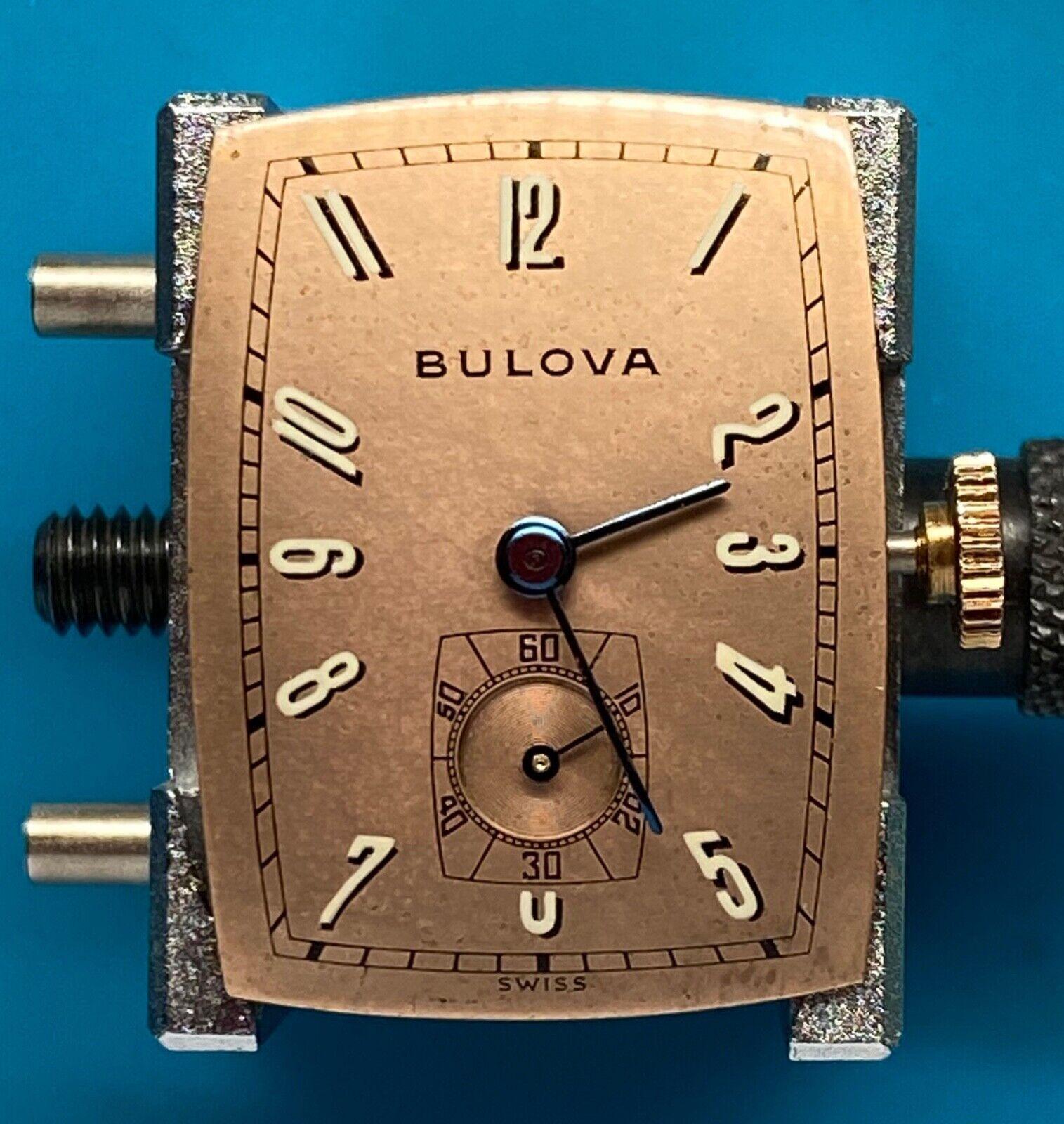 Art Deco Gents 14k RGP Gold BULOVA Watch , Newly Serviced, c1947 5