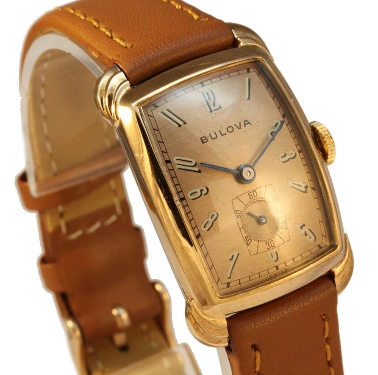 Orologio Bulova da uomo in oro 14k RGP, appena revisionato, c1947