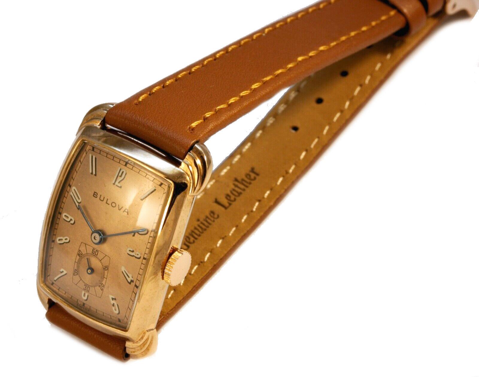 Men's Art Deco Gents 14k RGP Gold BULOVA Watch , Newly Serviced, c1947