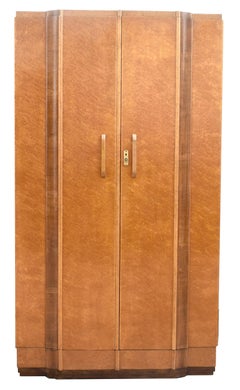 Art Deco Gents Blonde Two-Door Maple Wardrobe, circa 1930