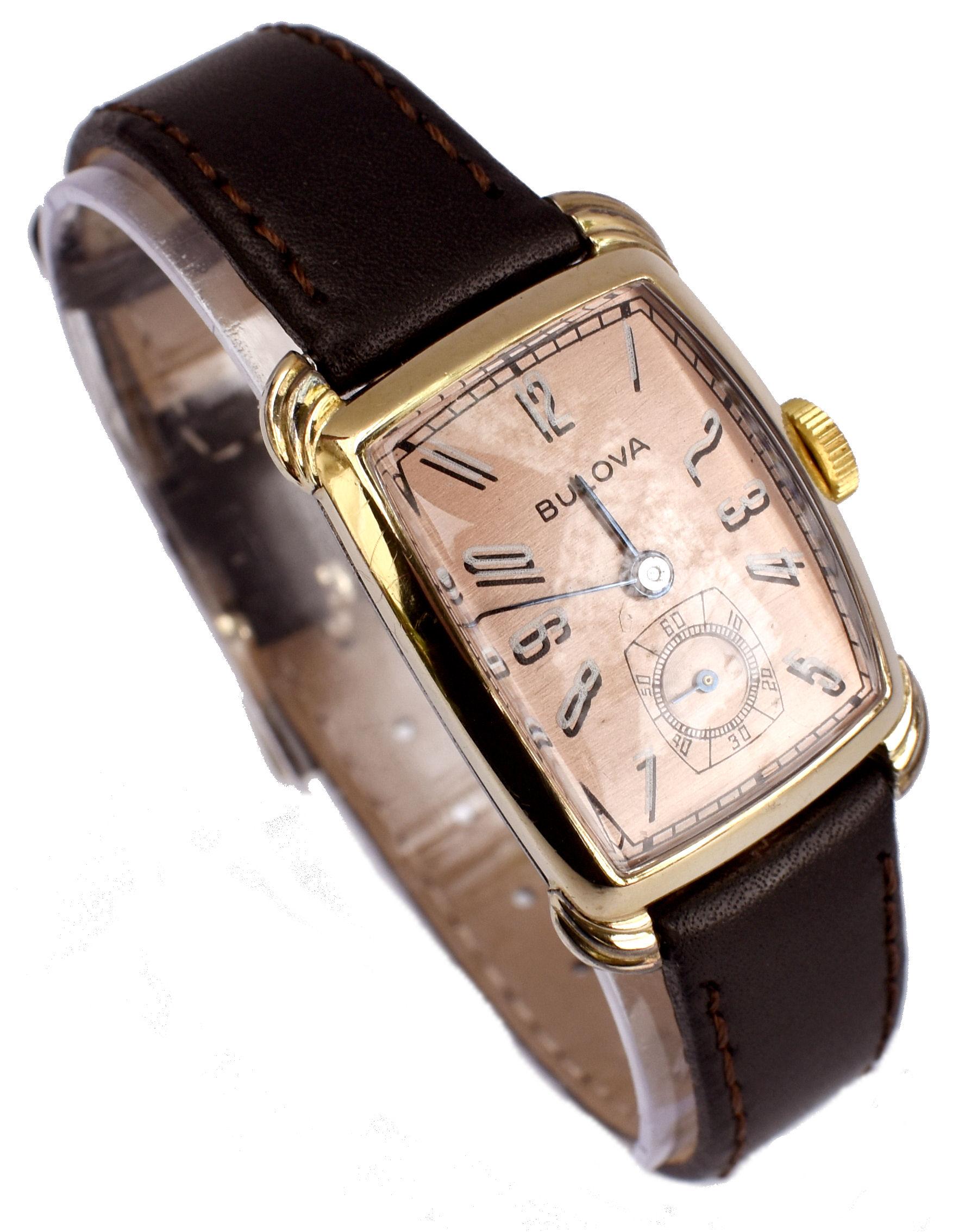 Art Deco Gents Bulova Senator Watch, 14k Yellow Gold, Newly Serviced, c1942 5