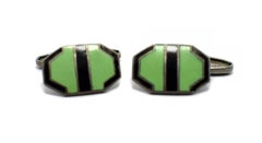 Art Deco Gents English Enamel Cufflinks, circa 1930