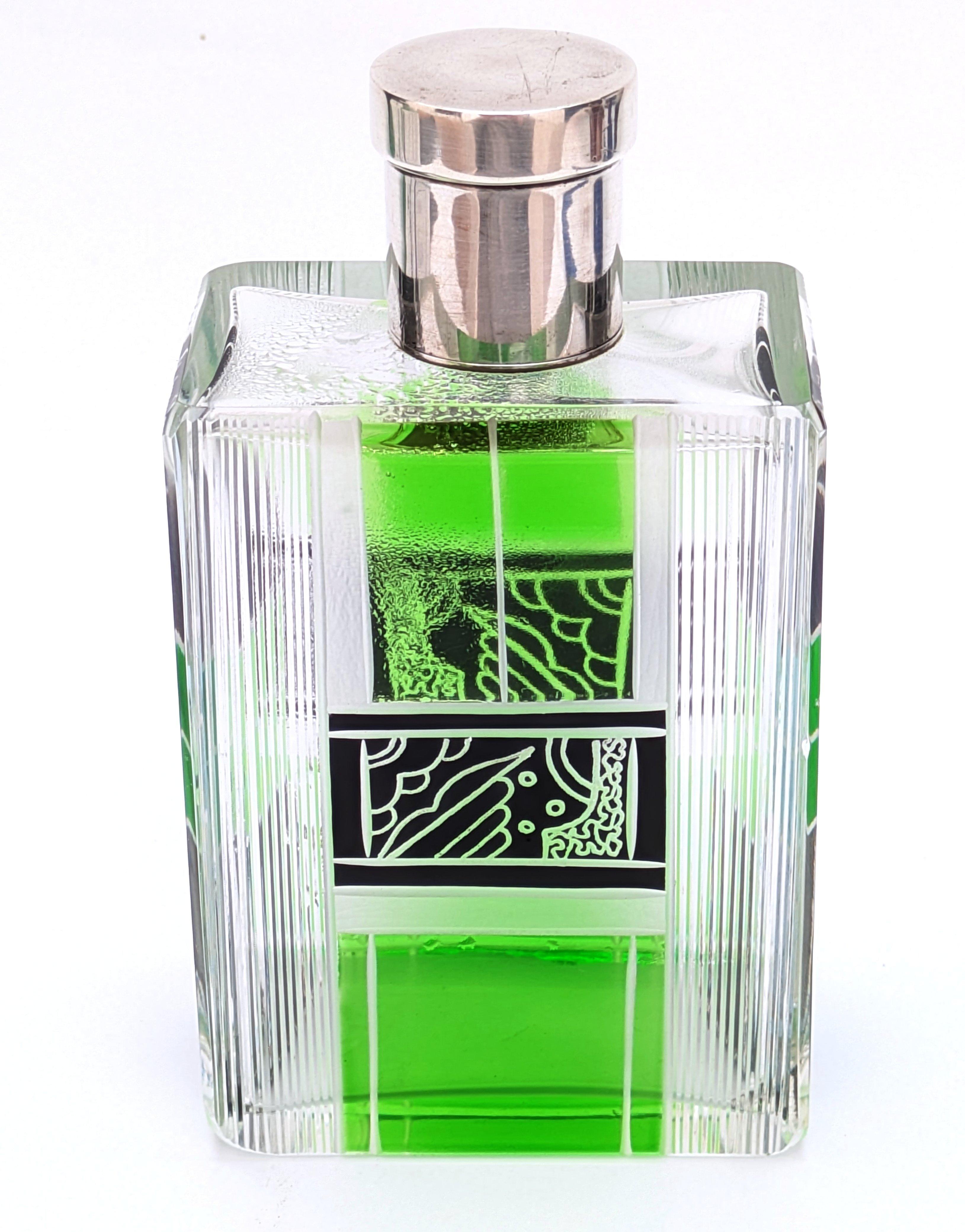 Flacone di colonia in vetro e argento Art Deco Gents, circa 1930 in vendita 3