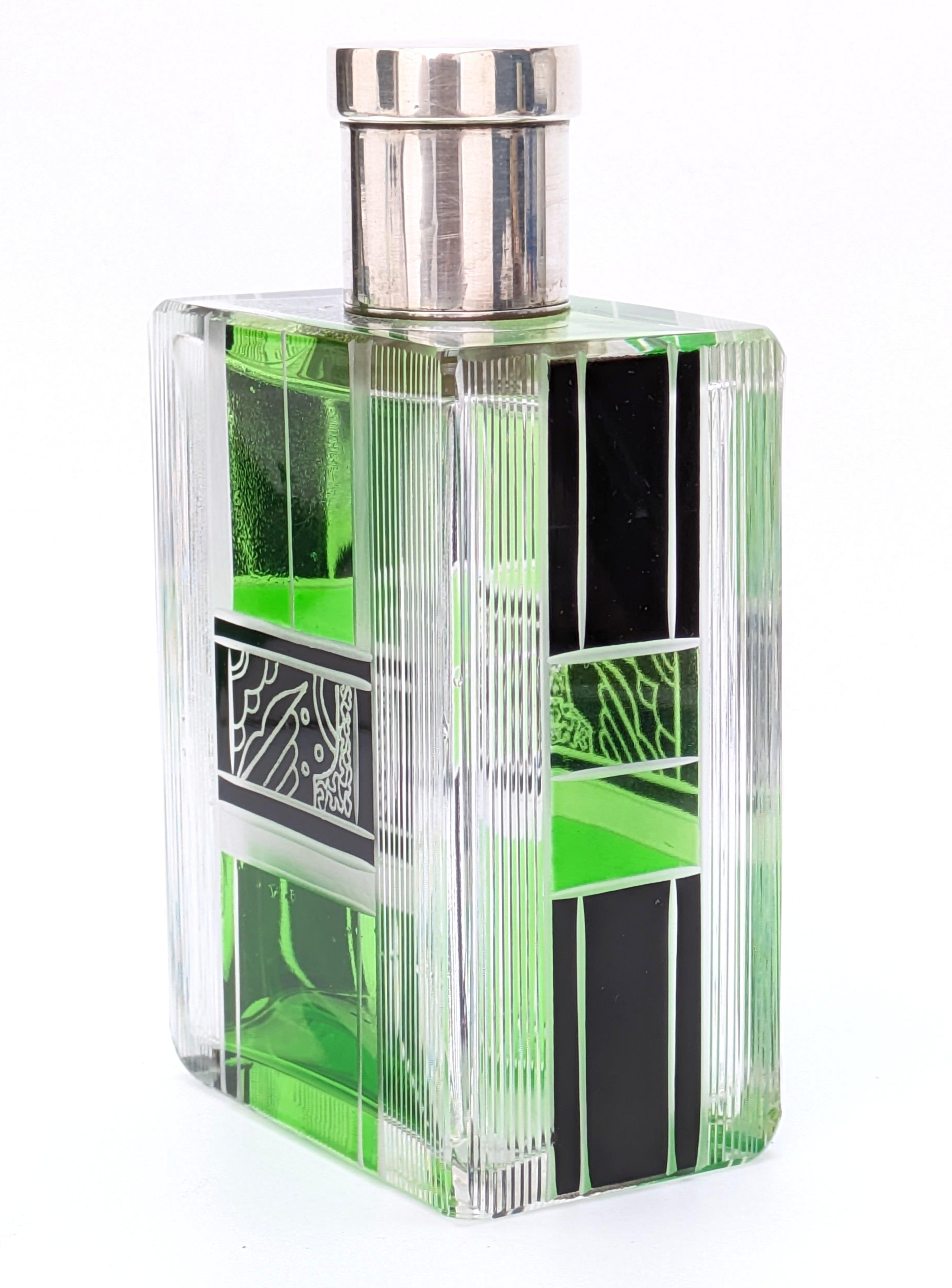 Ceco Flacone di colonia in vetro e argento Art Deco Gents, circa 1930 in vendita