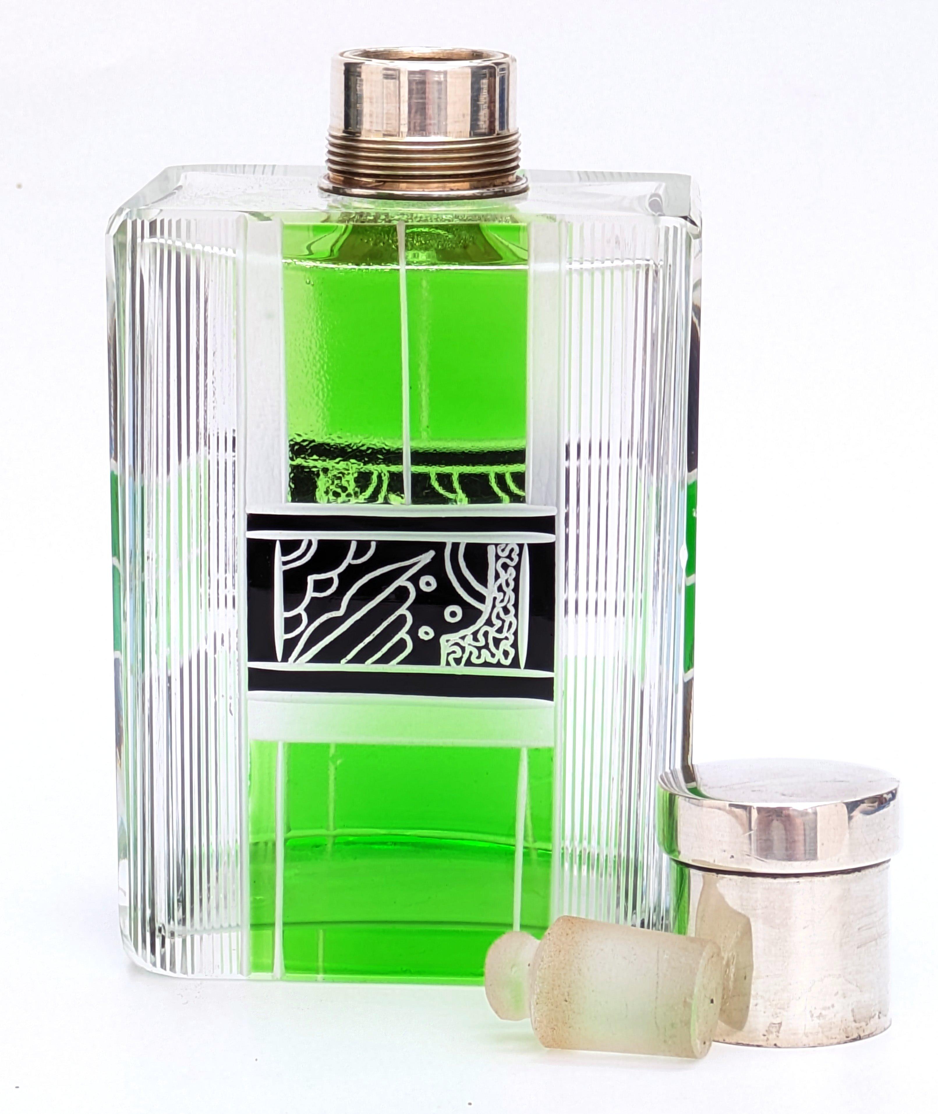 Flacone di colonia in vetro e argento Art Deco Gents, circa 1930 in vendita 1