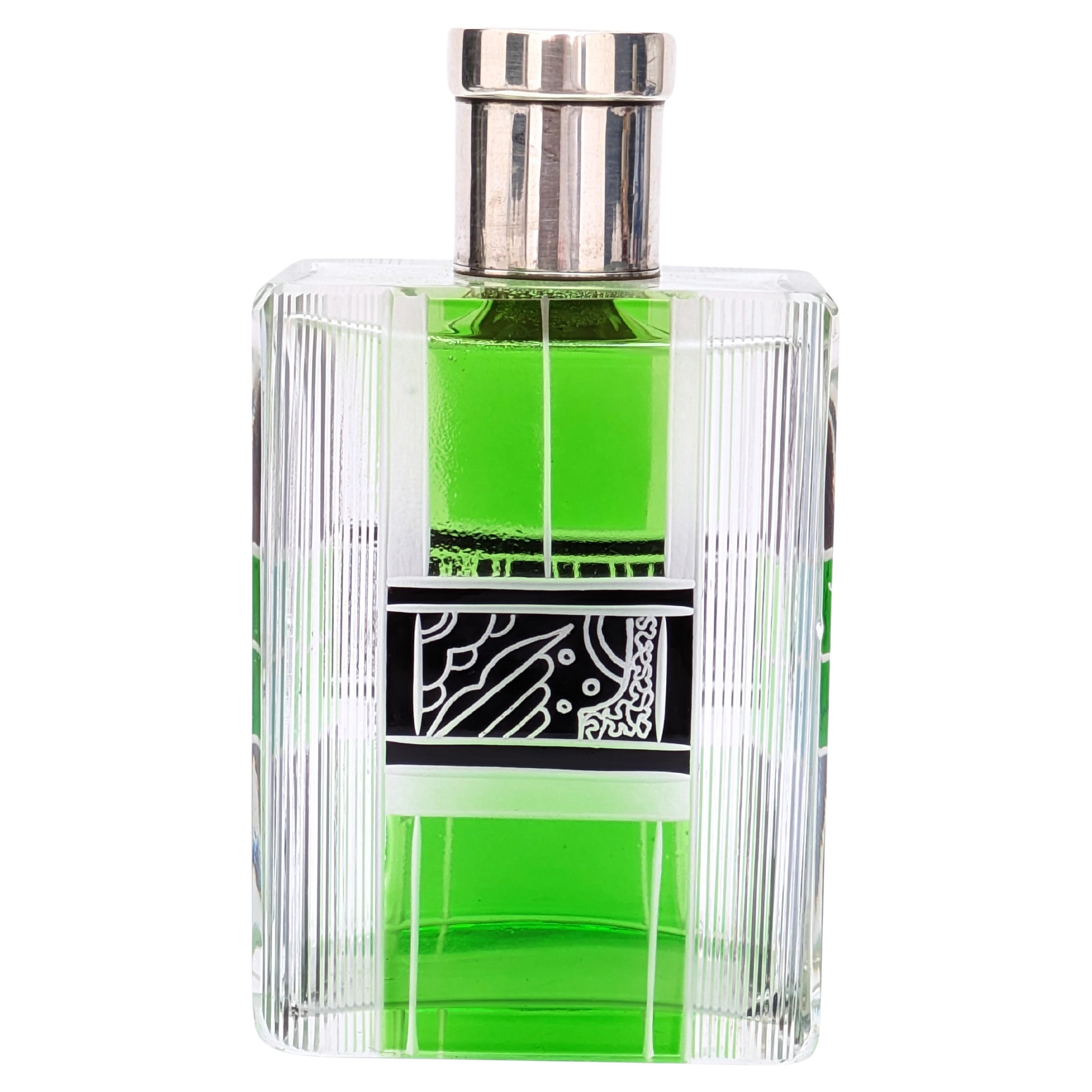 Art Deco Gents Glass and Silver Cologne Bottle, circa 1930